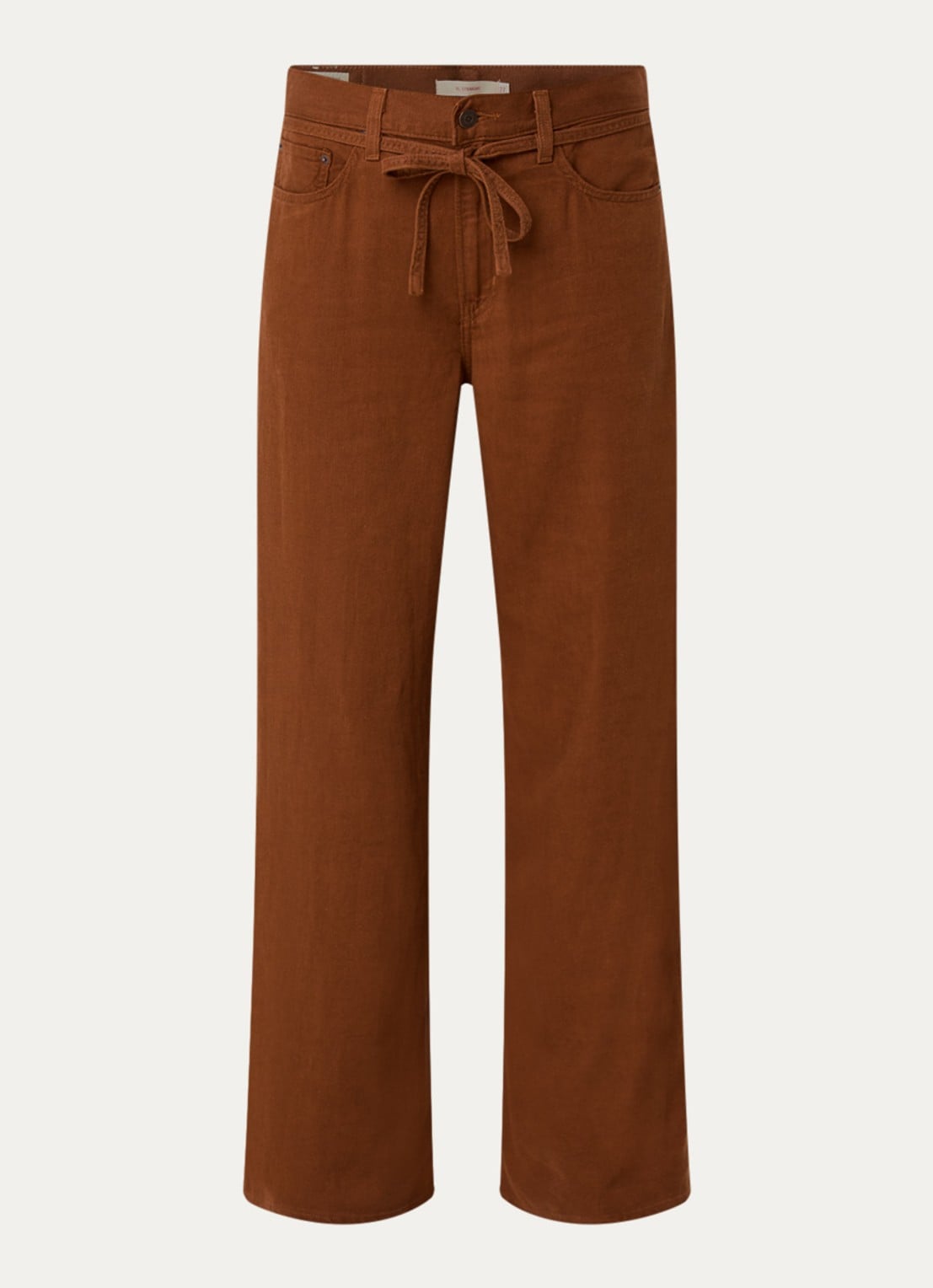Levi's High waist straight leg jeans in linnenblend - voorkant bruin