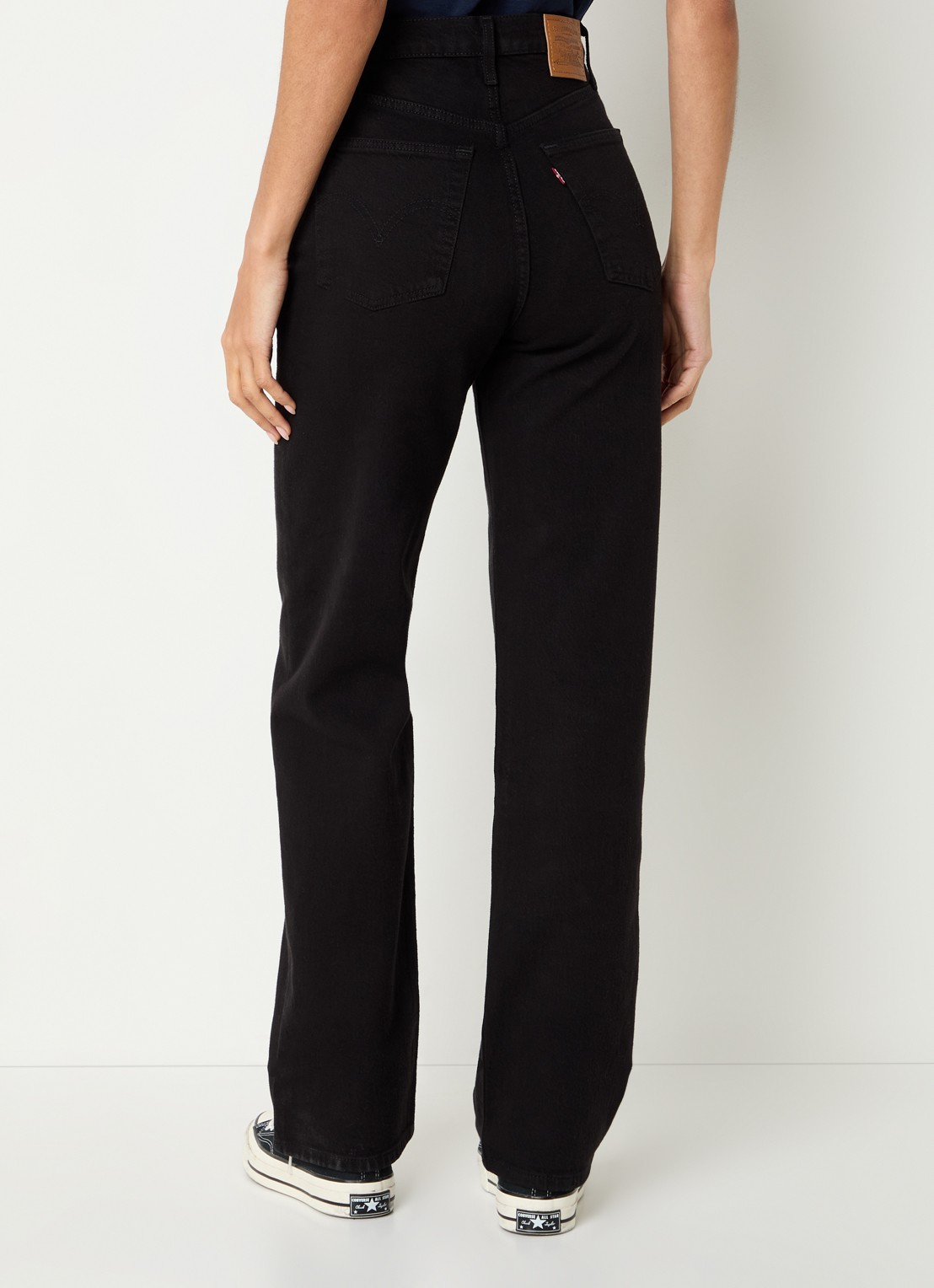 Levi's High waist straight leg jeans met gekleurde wassing - achterkant 3 zwart