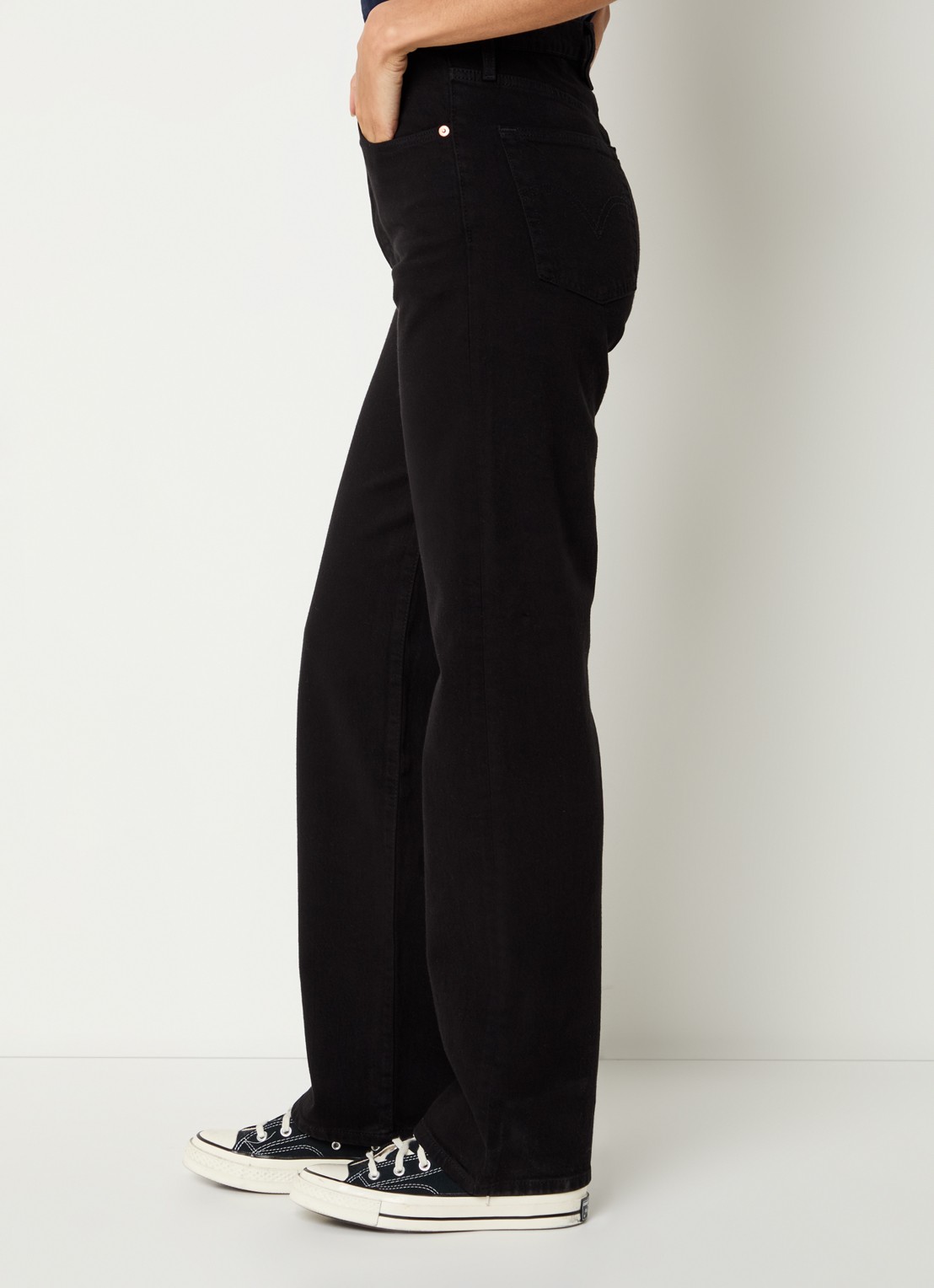 Levi's High waist straight leg jeans met gekleurde wassing - detail 5 zwart