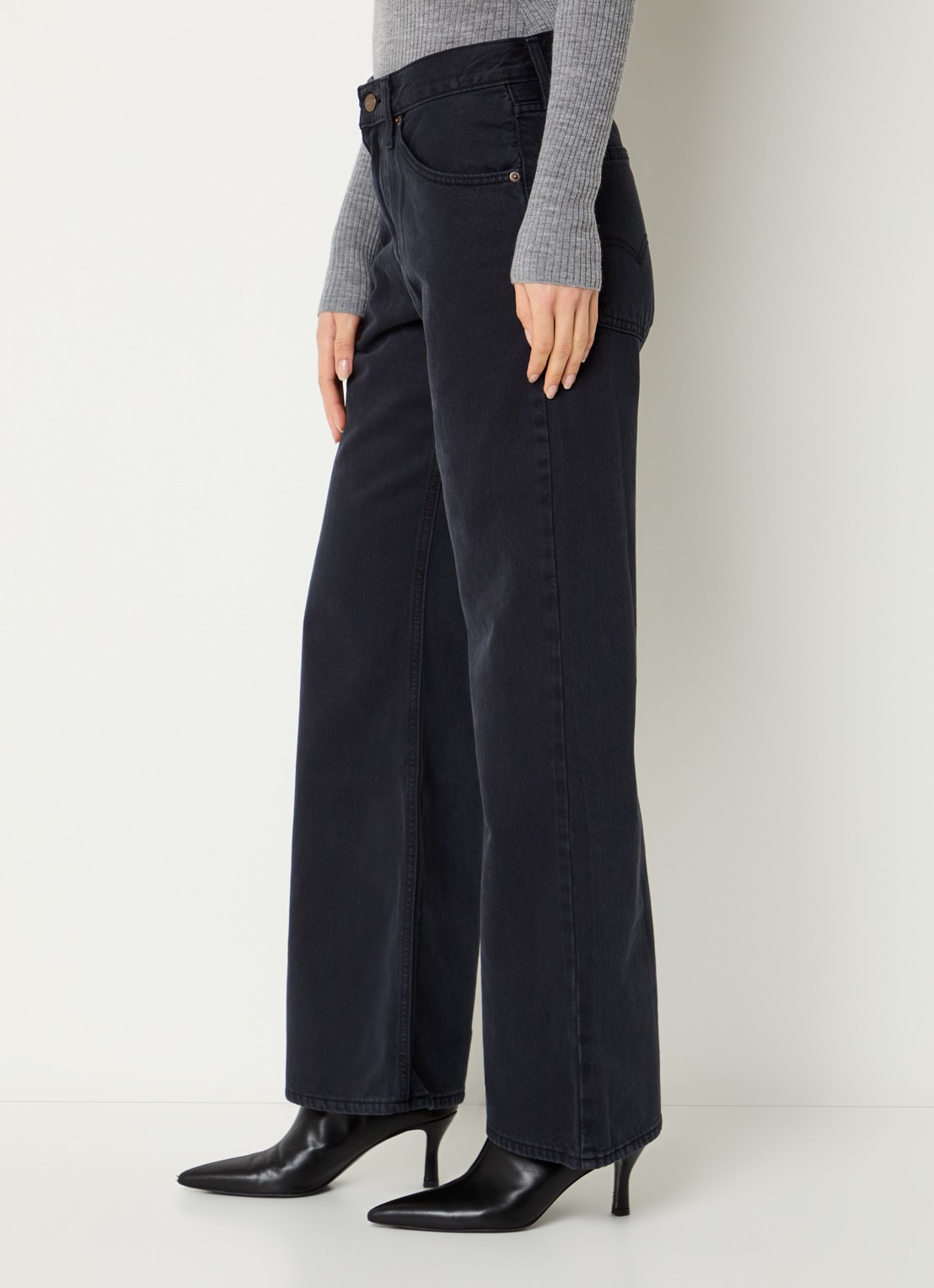 Levi's High waist straight leg jeans met gekleurde wassing - detail 2 zwart