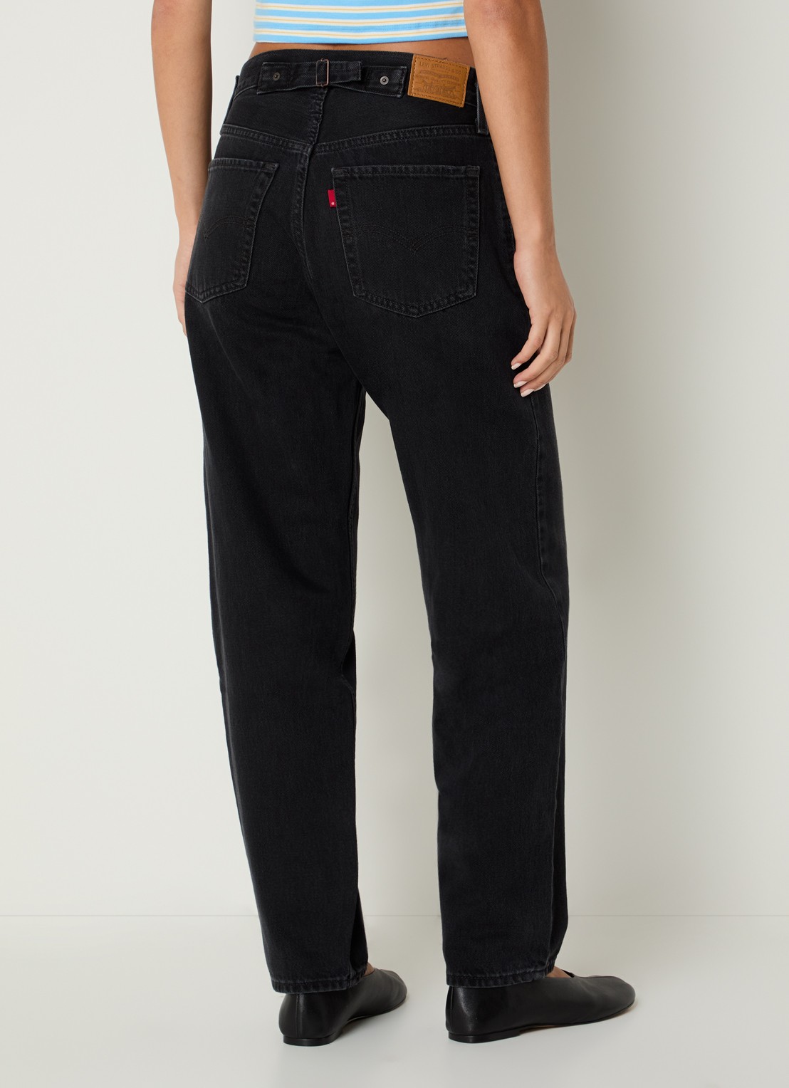 Levi's High waist straight leg jeans met gekleurde wassing - achterkant 3 zwart