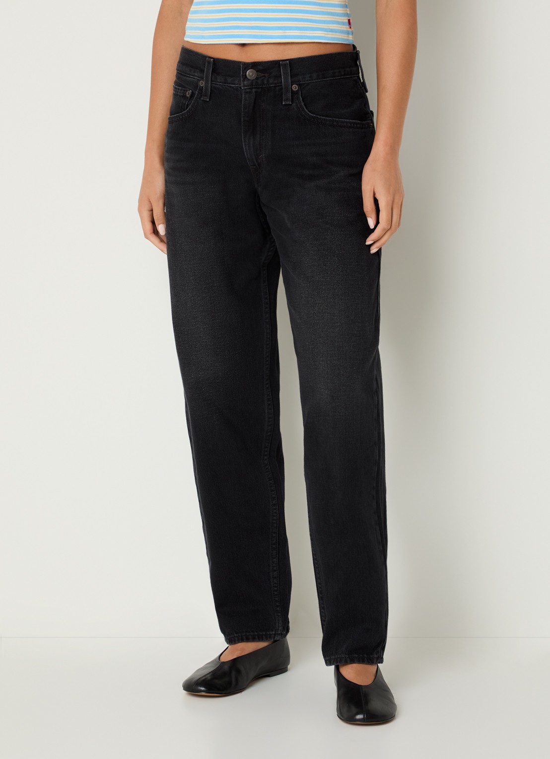 Levi's High waist straight leg jeans met gekleurde wassing - detail zwart