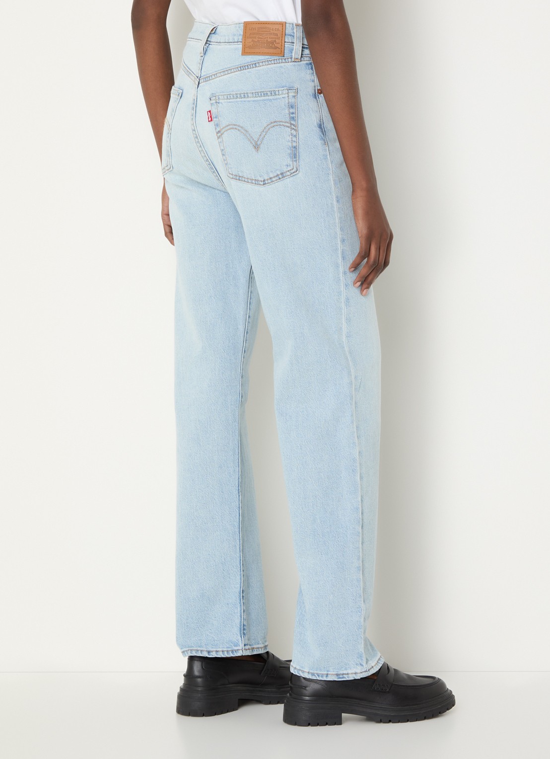 Levi's High waist straight leg jeans met lichte wassing - achterkant 5 lichtblauw
