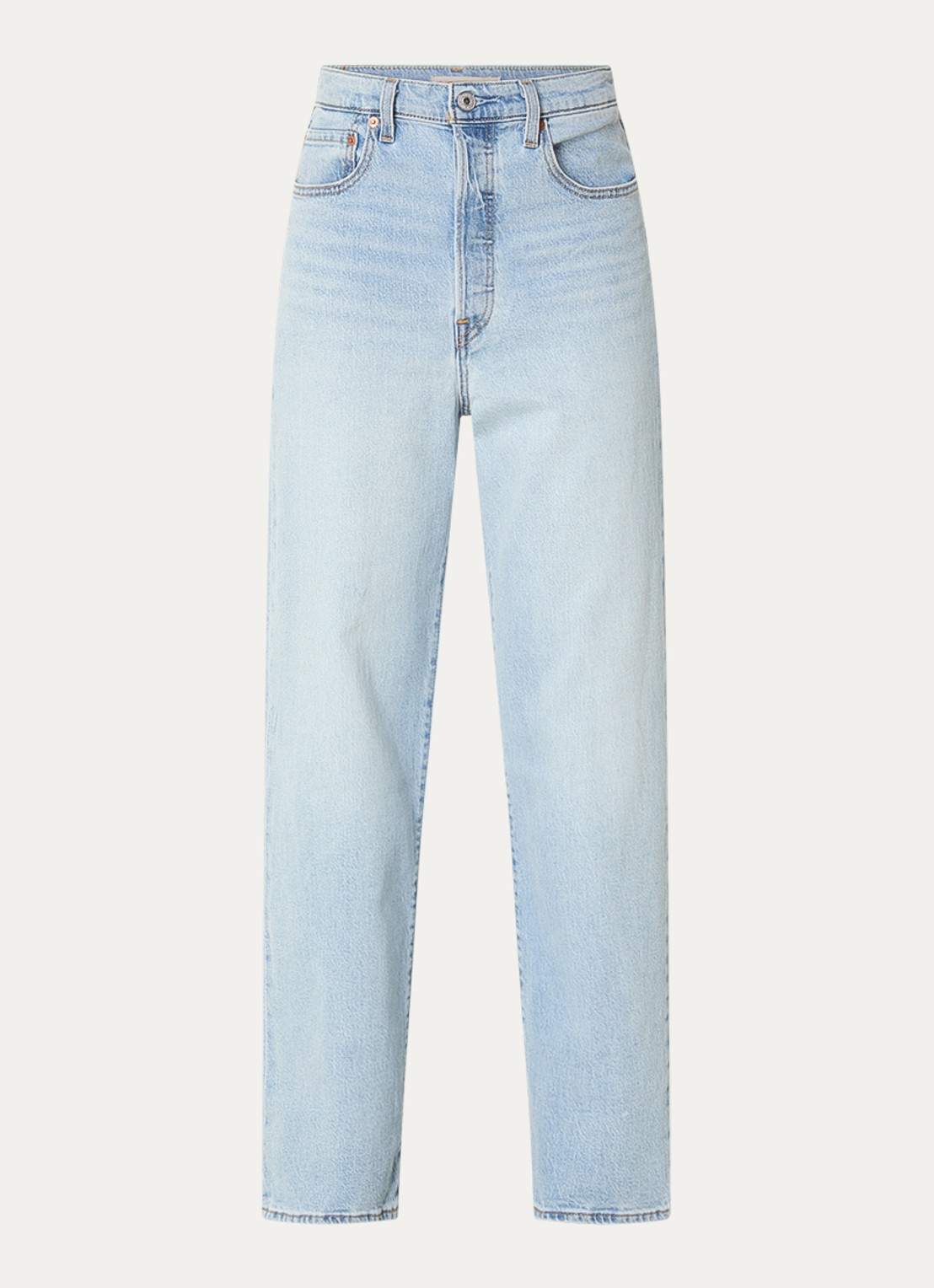 Levi's High waist straight leg jeans met lichte wassing - voorkant lichtblauw