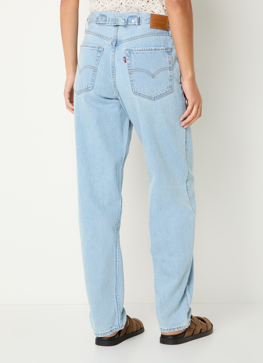 Levi's High waist straight leg jeans met lichte wassing - achterkant 5 indigo