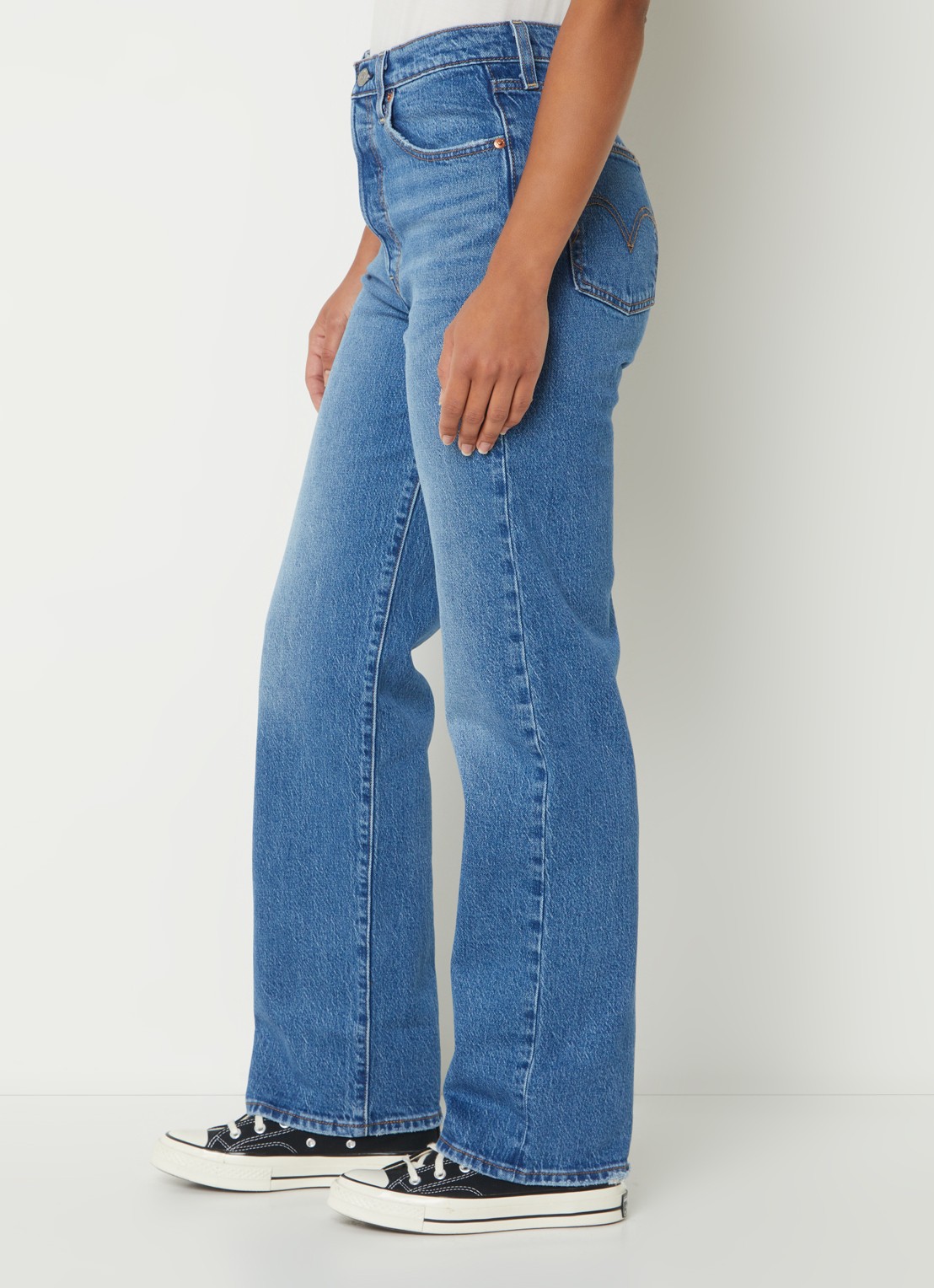 Levi's High waist straight leg jeans met medium wassing - detail 5 indigo