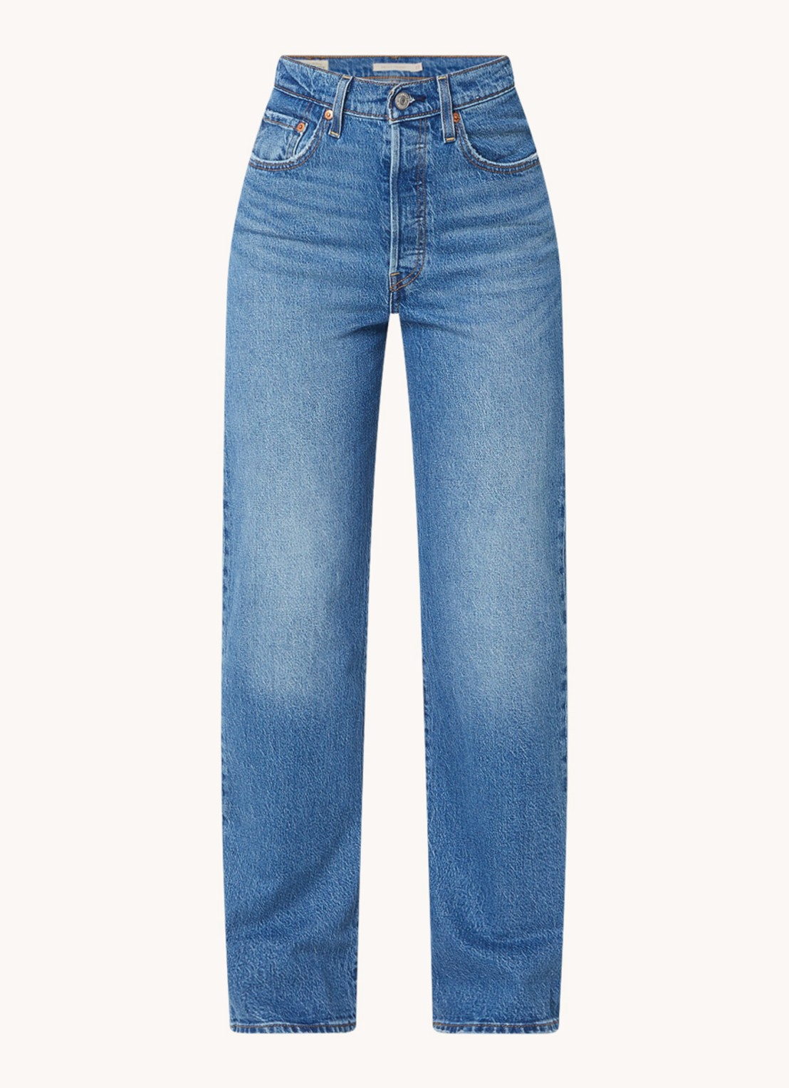 Levi's High waist straight leg jeans met medium wassing - voorkant 2 indigo