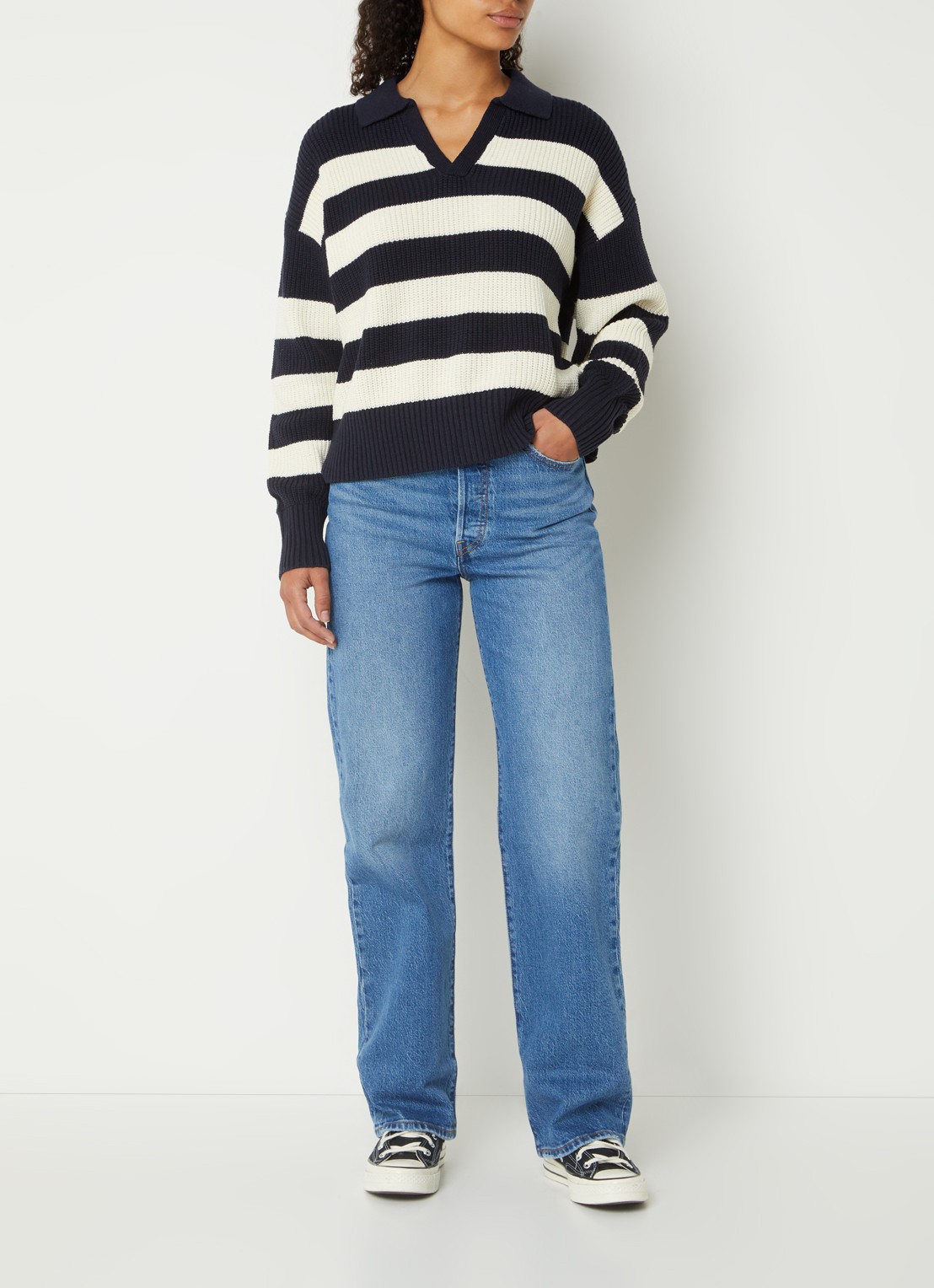 Levi's High waist straight leg jeans met medium wassing - voorkant 3 indigo