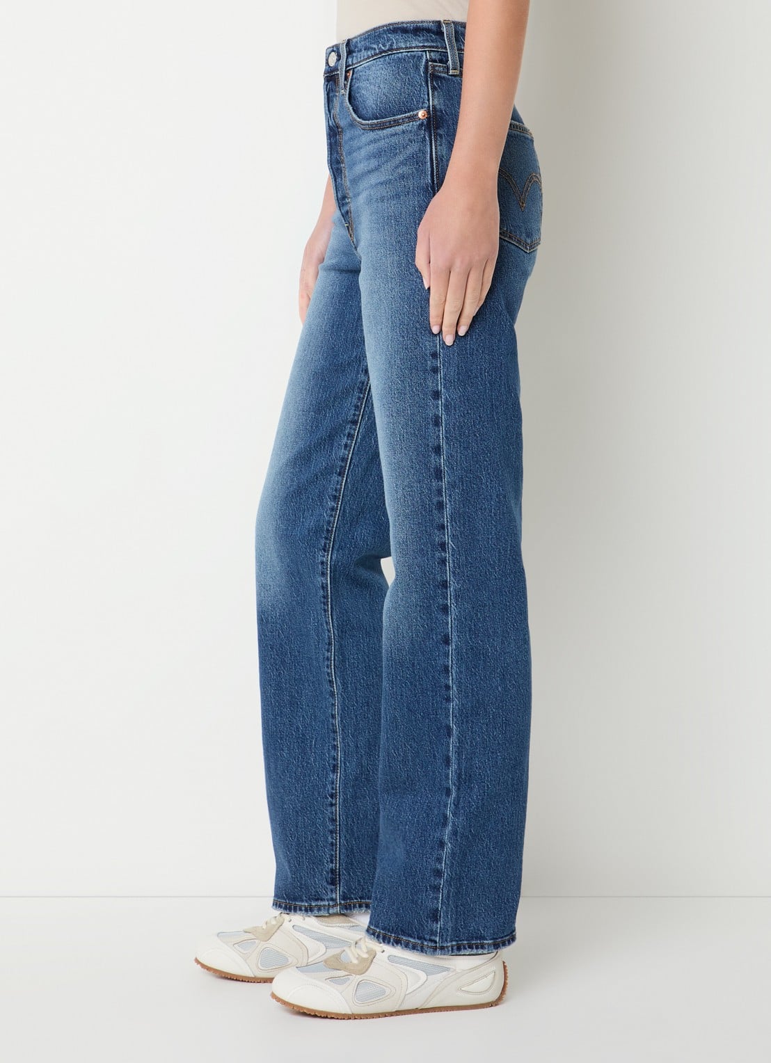 Levi's High waist straight leg jeans met medium wassing - detail 3 indigo