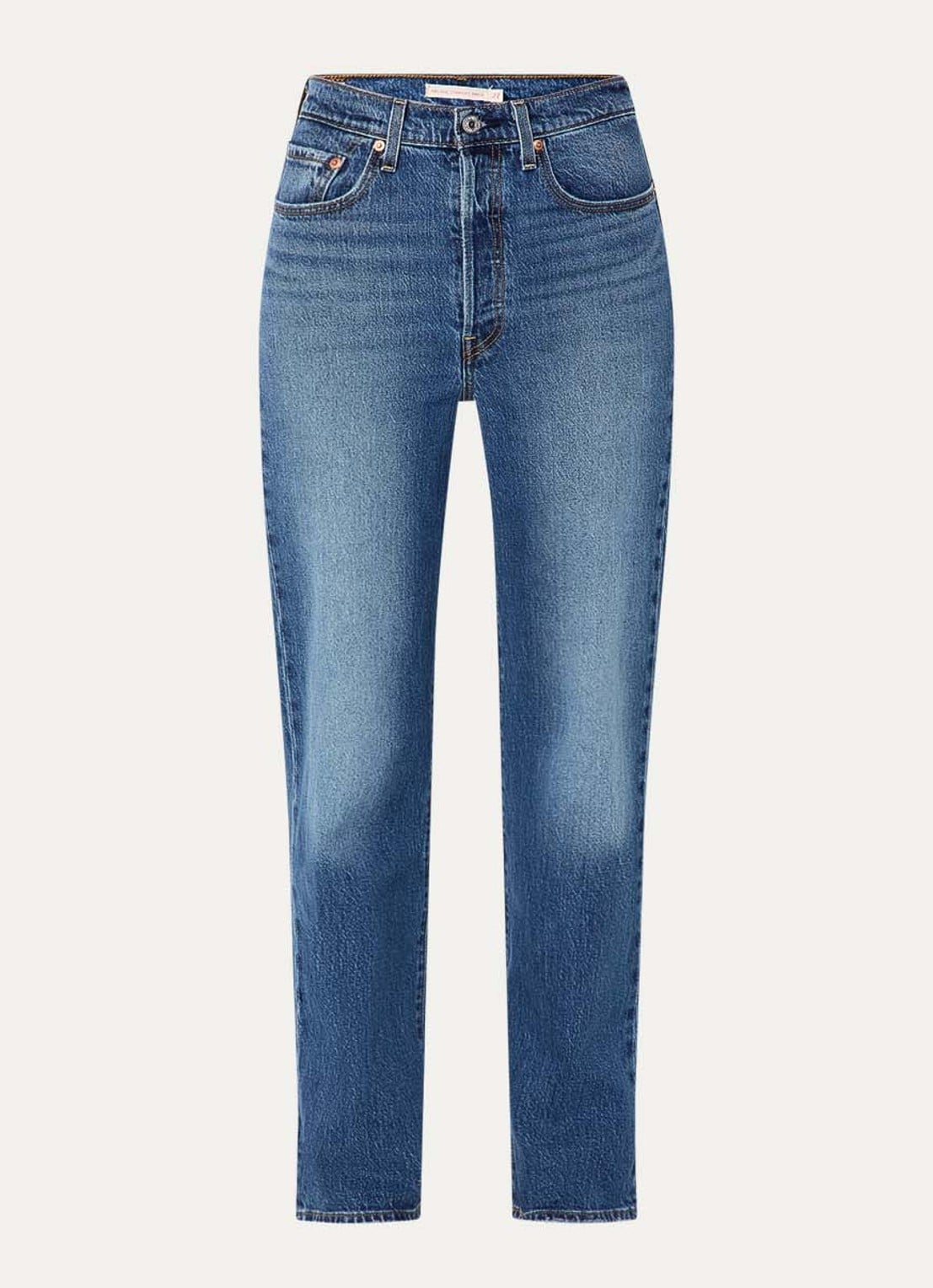 Levi's High waist straight leg jeans met medium wassing - voorkant 4 indigo