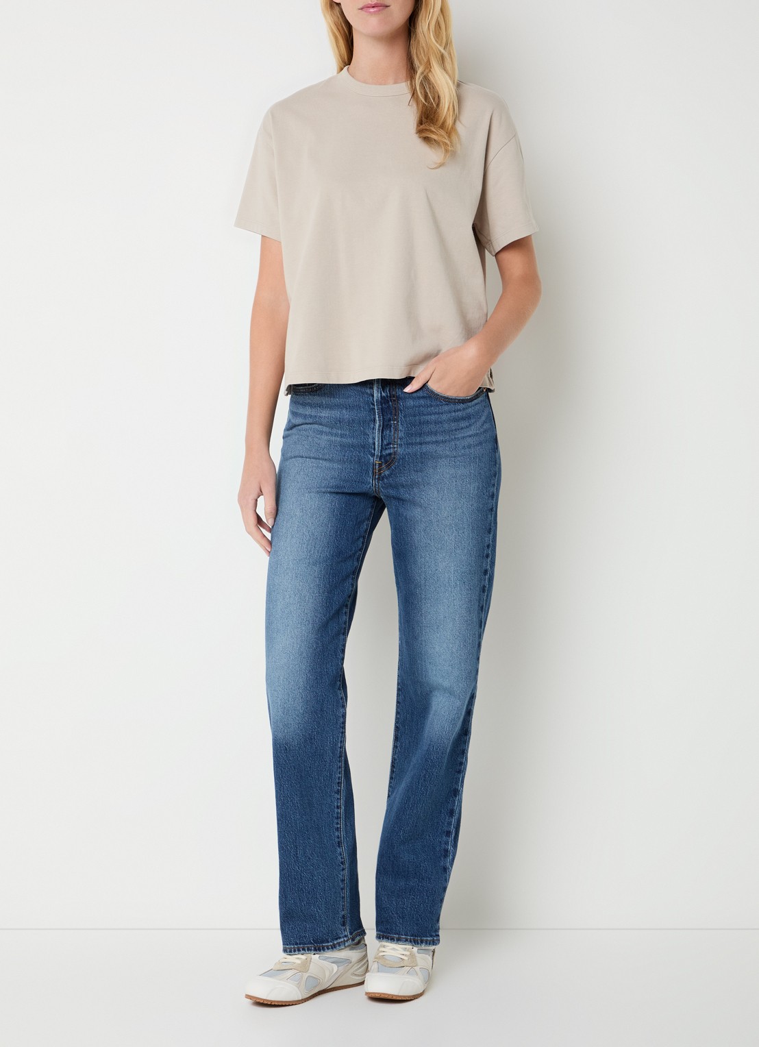 Levi's High waist straight leg jeans met medium wassing - voorkant 5 indigo