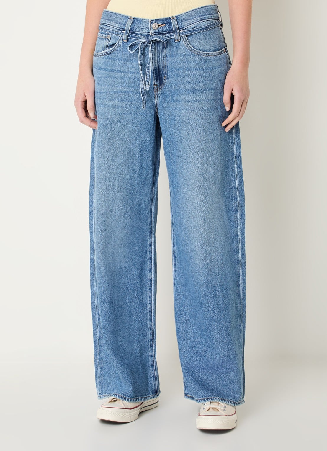 Levi's High waist straight leg jeans met medium wassing - detail 4 indigo