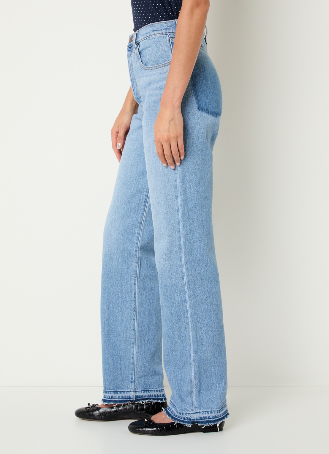 Levi's High waist straight leg jeans met medium wassing - detail 2 indigo