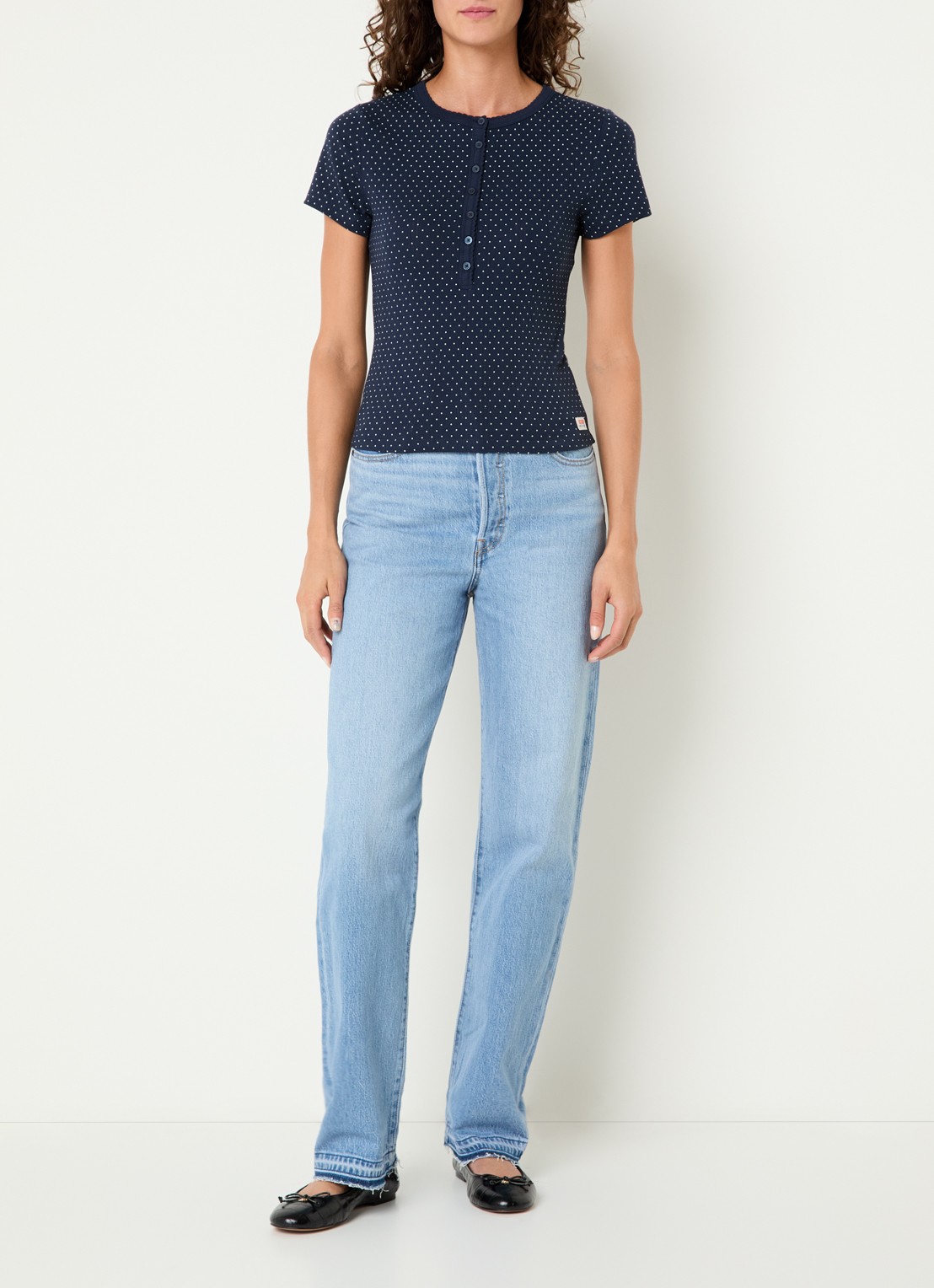 Levi's High waist straight leg jeans met medium wassing - voorkant 4 indigo