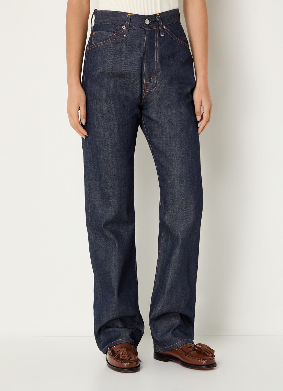 Levi's High waist straight leg jeans met steekzakken - detail 4 donkerblauw