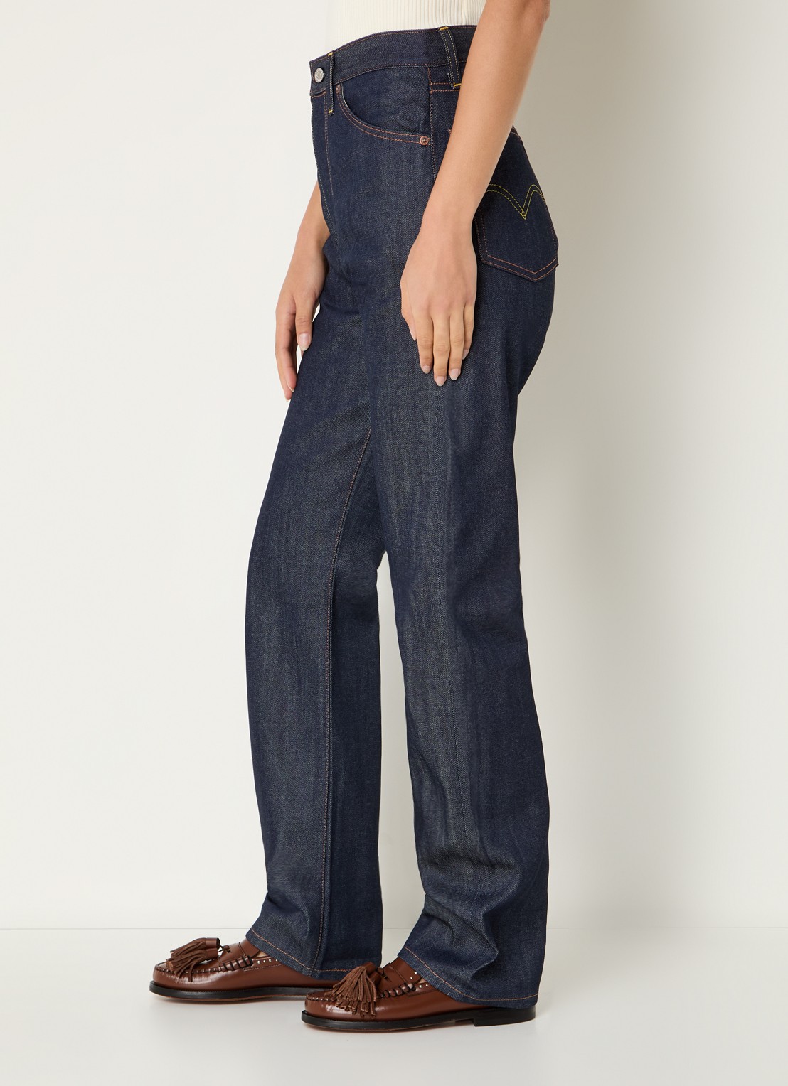 Levi's High waist straight leg jeans met steekzakken - detail 5 donkerblauw
