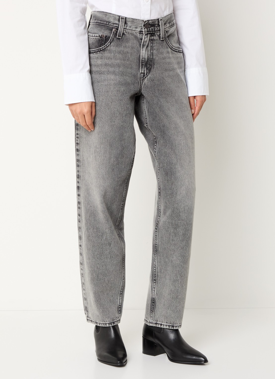 Levi's High waist tapered jeans met gekleurde wassing - detail 3 grijs