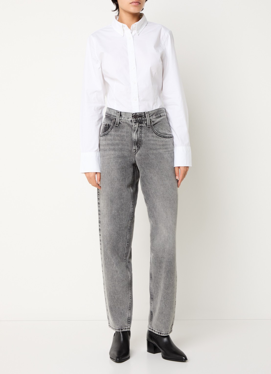 Levi's High waist tapered jeans met gekleurde wassing - voorkant 2 grijs