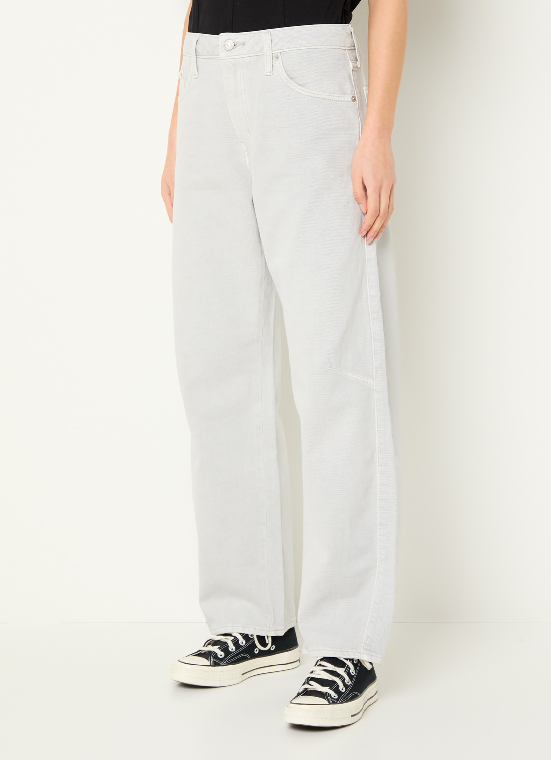 Levi's High waist wide fit jeans met gekleurde wassing - detail 3 lichtgrijs