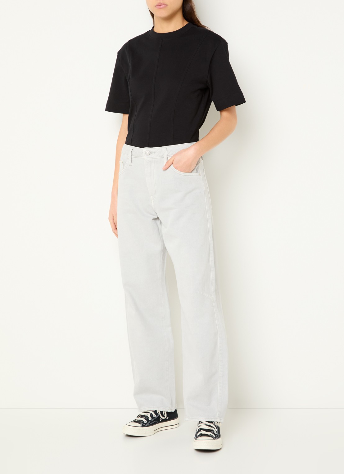 Levi's High waist wide fit jeans met gekleurde wassing - voorkant 8 lichtgrijs