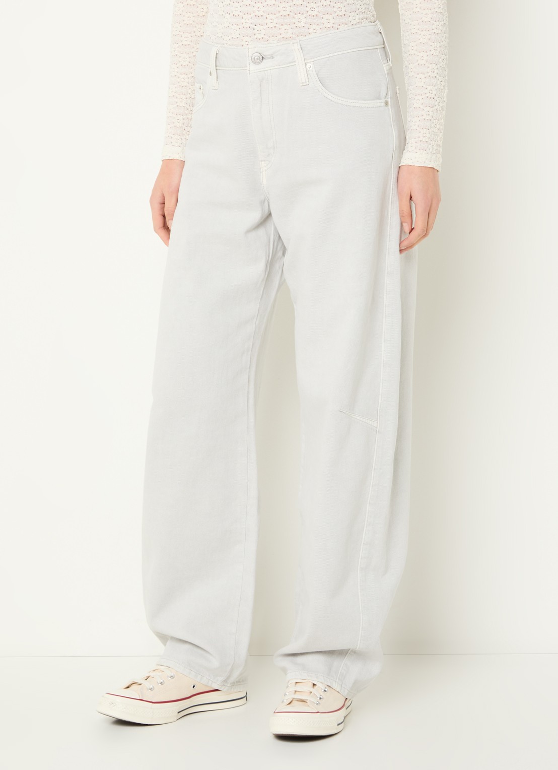 Levi's High waist wide fit jeans met gekleurde wassing - detail 5 lichtgrijs