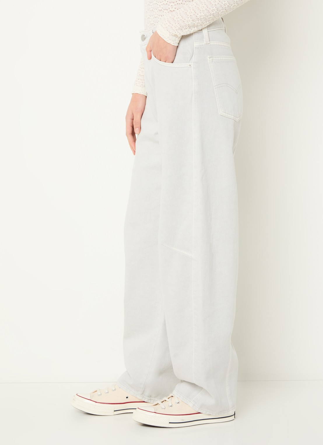 Levi's High waist wide fit jeans met gekleurde wassing - detail 6 lichtgrijs