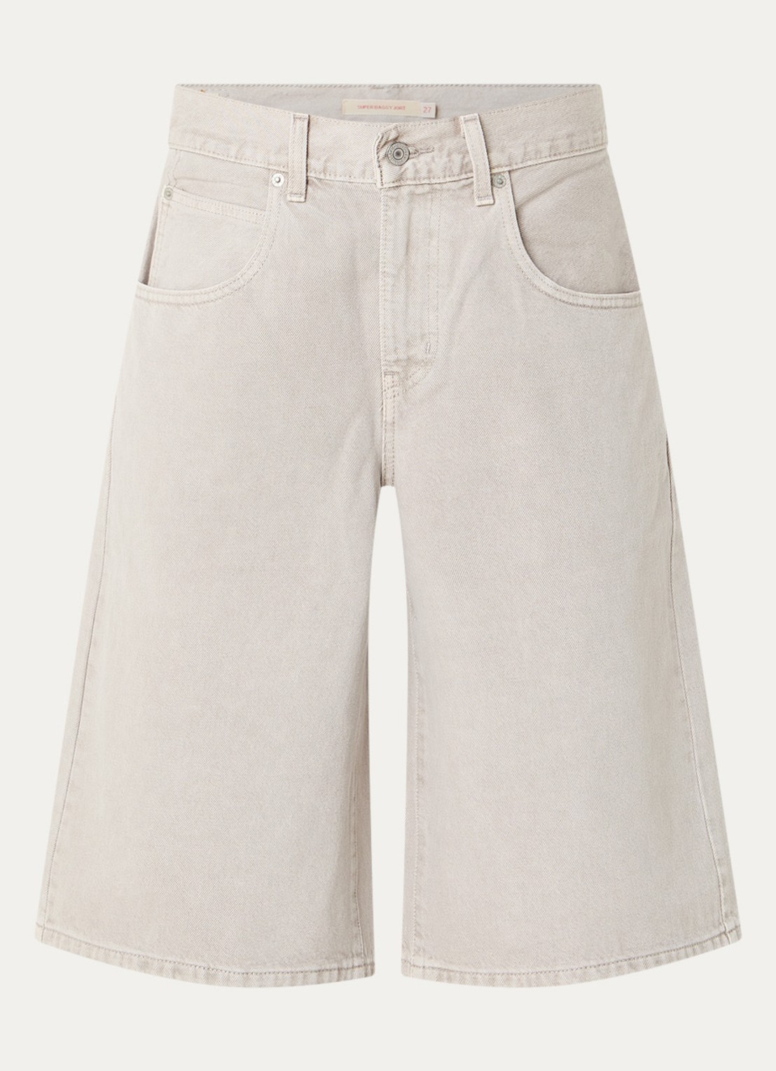 Levi's High waist wide fit korte broek van denim met gekleurde wassing - voorkant lichtgrijs
