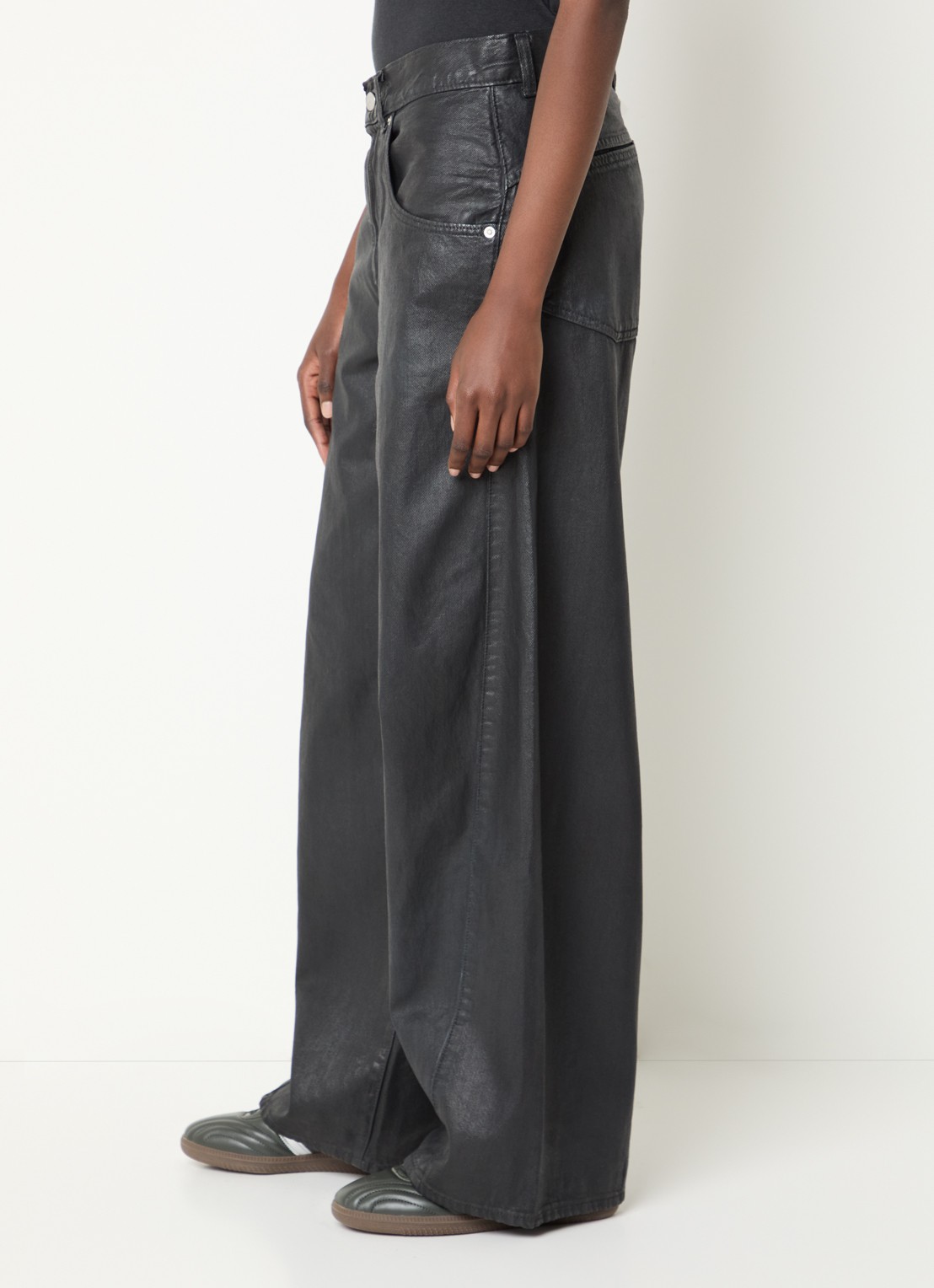 Levi's High waist wide leg jeans met glanzende finish - detail 5 zwart