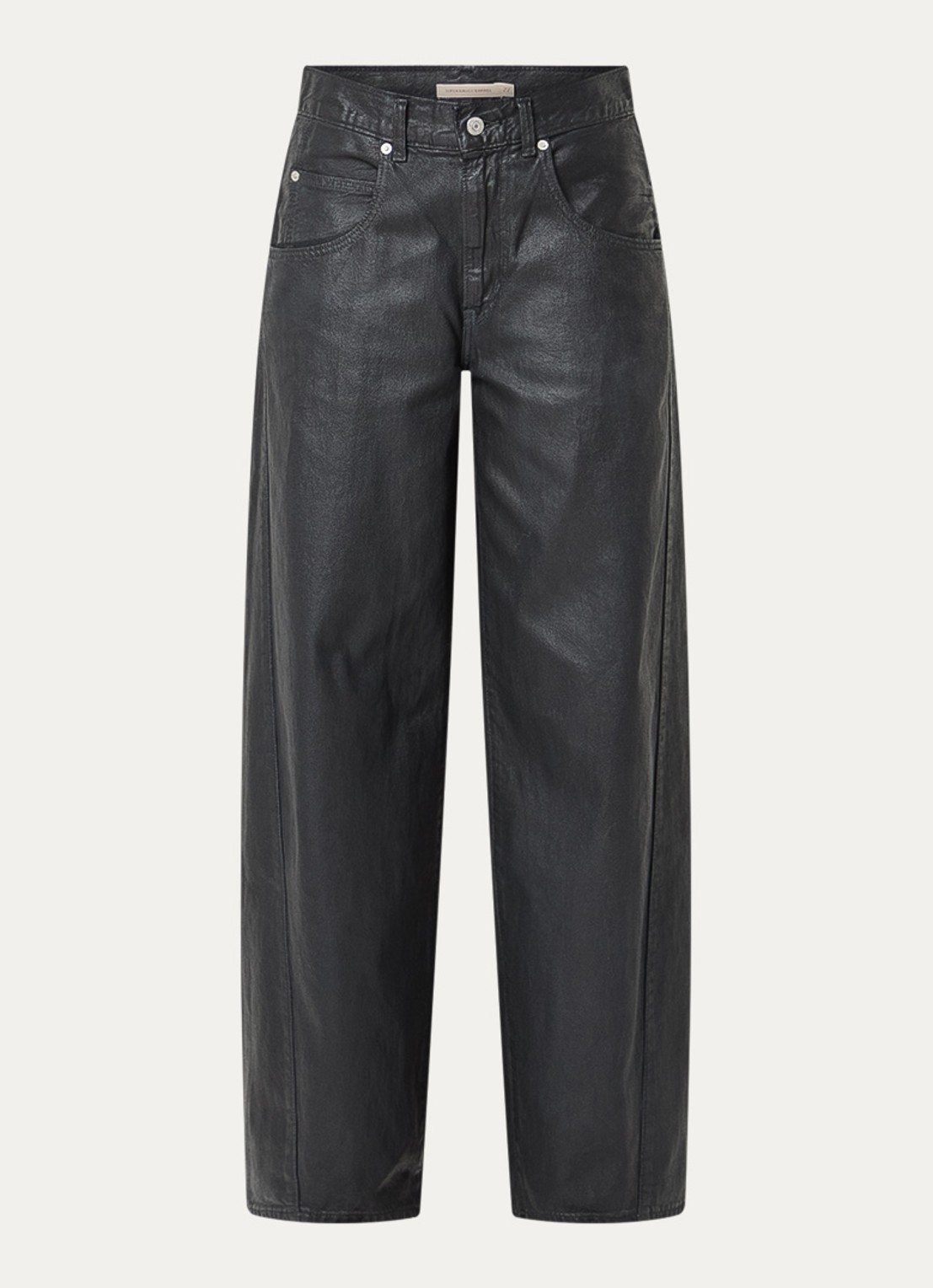 Levi's High waist wide leg jeans met glanzende finish - voorkant zwart