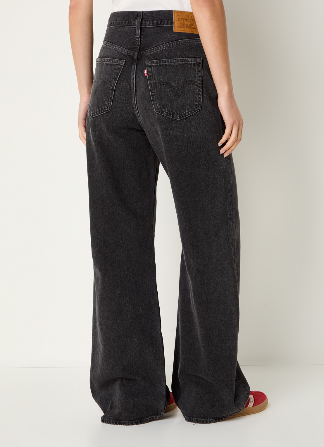 Levi's High waist wide leg jeans met steekzakken - achterkant donkergrijs