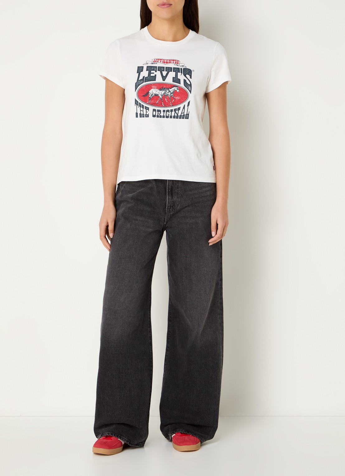 Levi's High waist wide leg jeans met steekzakken - voorkant 5 donkergrijs