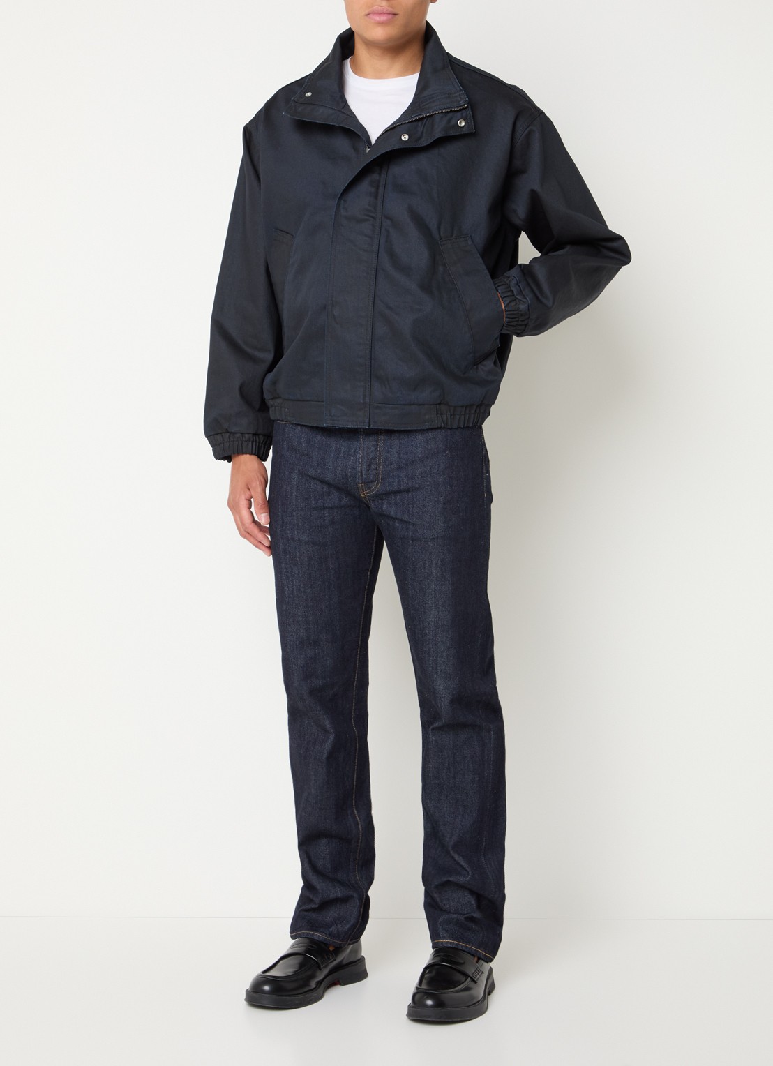 Levi's Highland Park bomberjack van denim met steekzakken - voorkant 3 donkerblauw