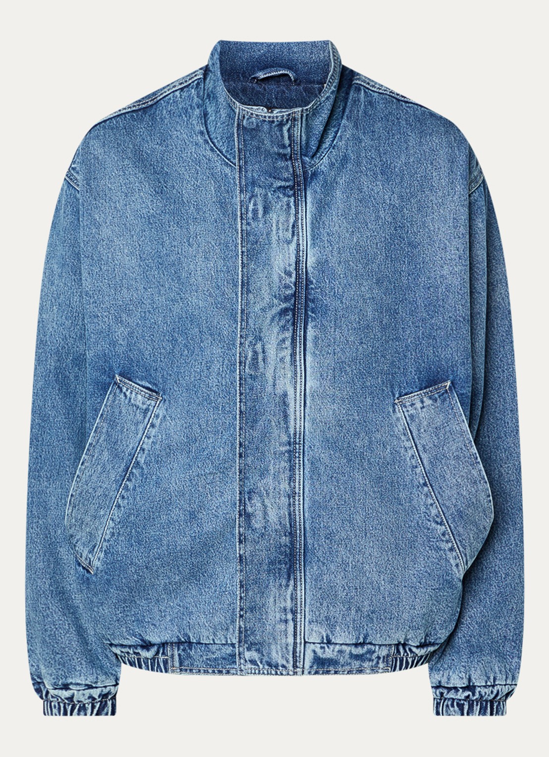 Levi's Highland spijkerjas met opstaande kraag en steekzakken - voorkant 2 staalblauw