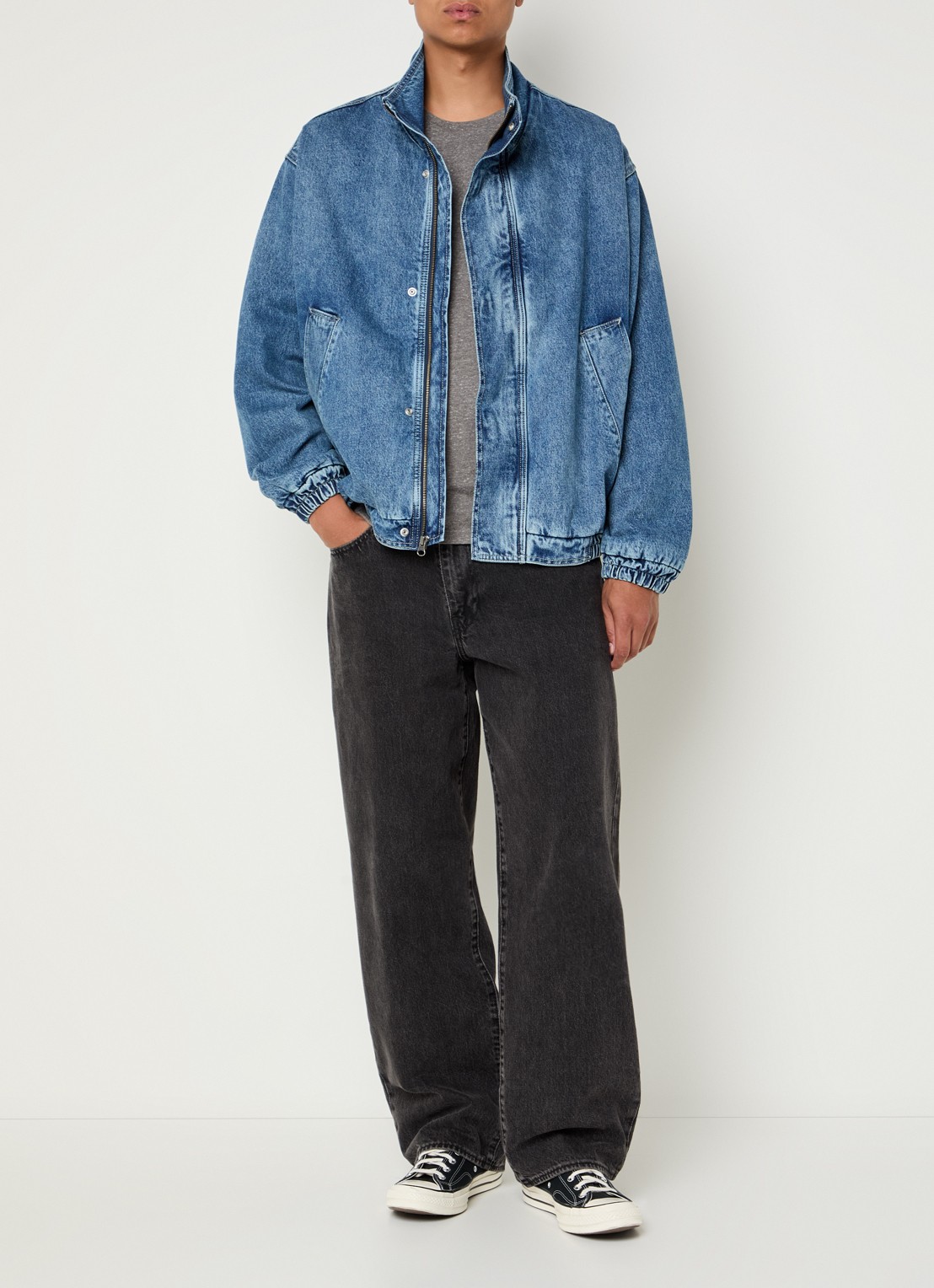 Levi's Highland spijkerjas met opstaande kraag en steekzakken - voorkant 3 staalblauw