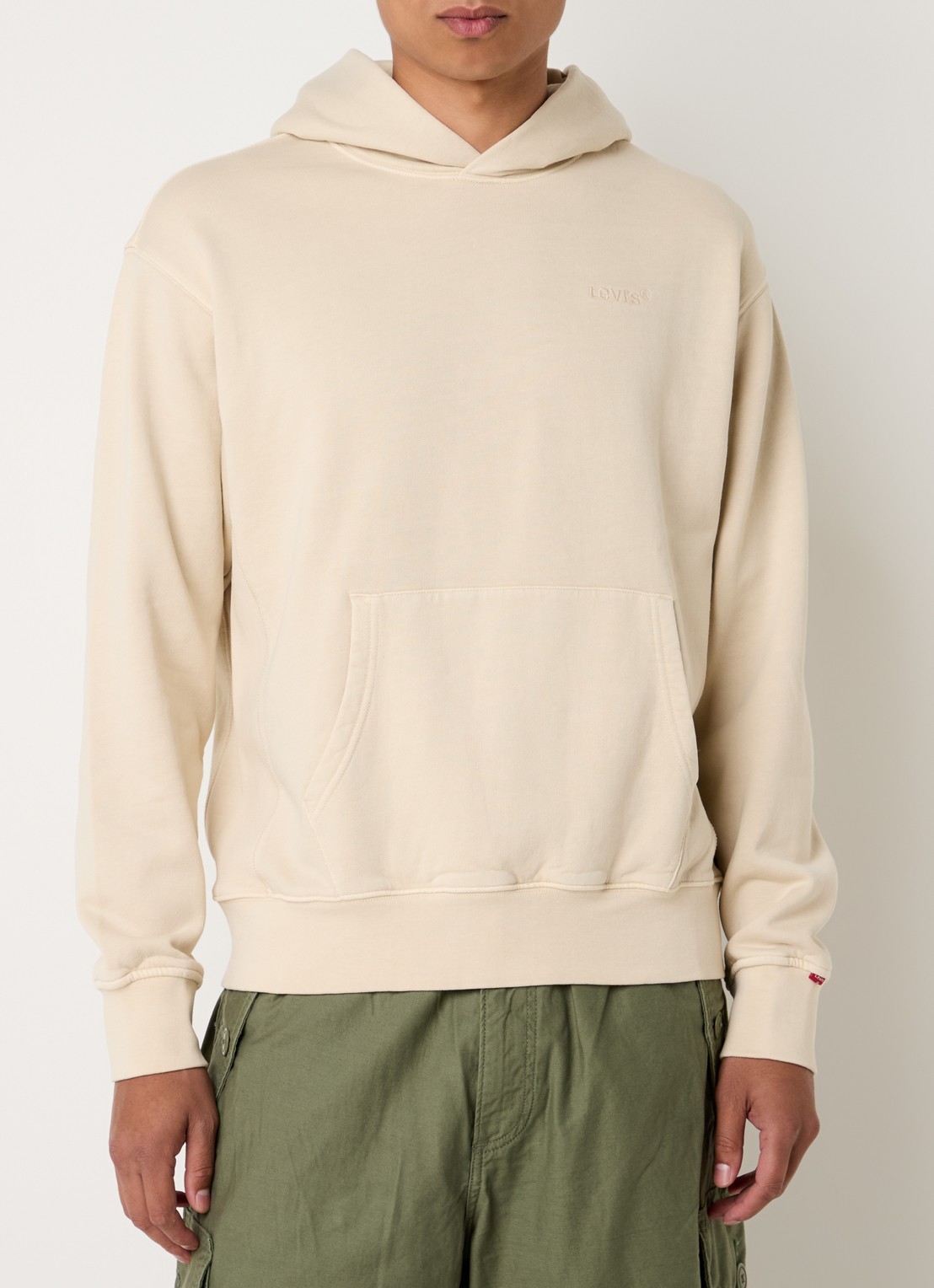 Levi's Hoodie met kangoeroezak - detail creme