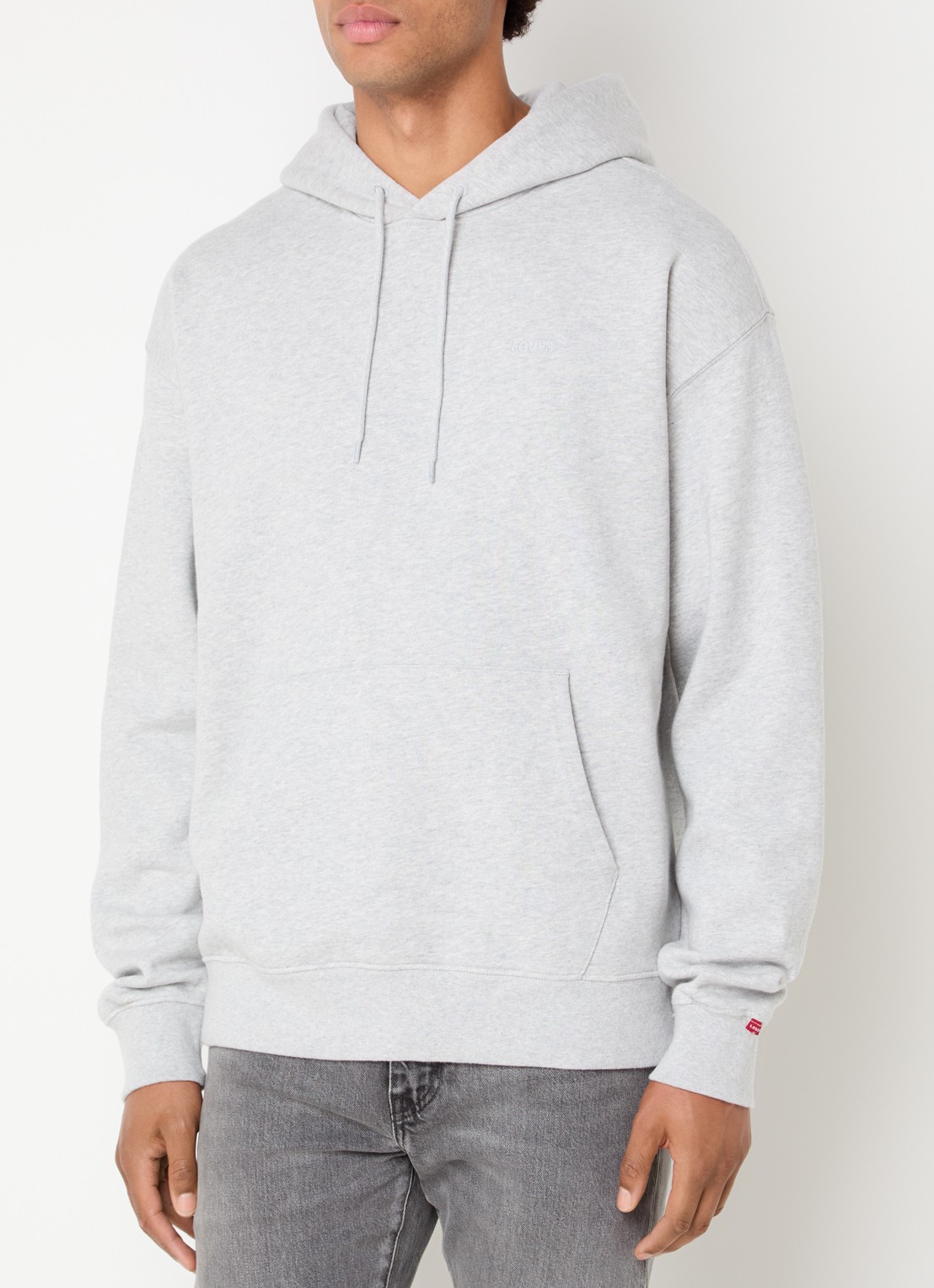 Levi's Hoodie met kangoeroezak - detail grijs