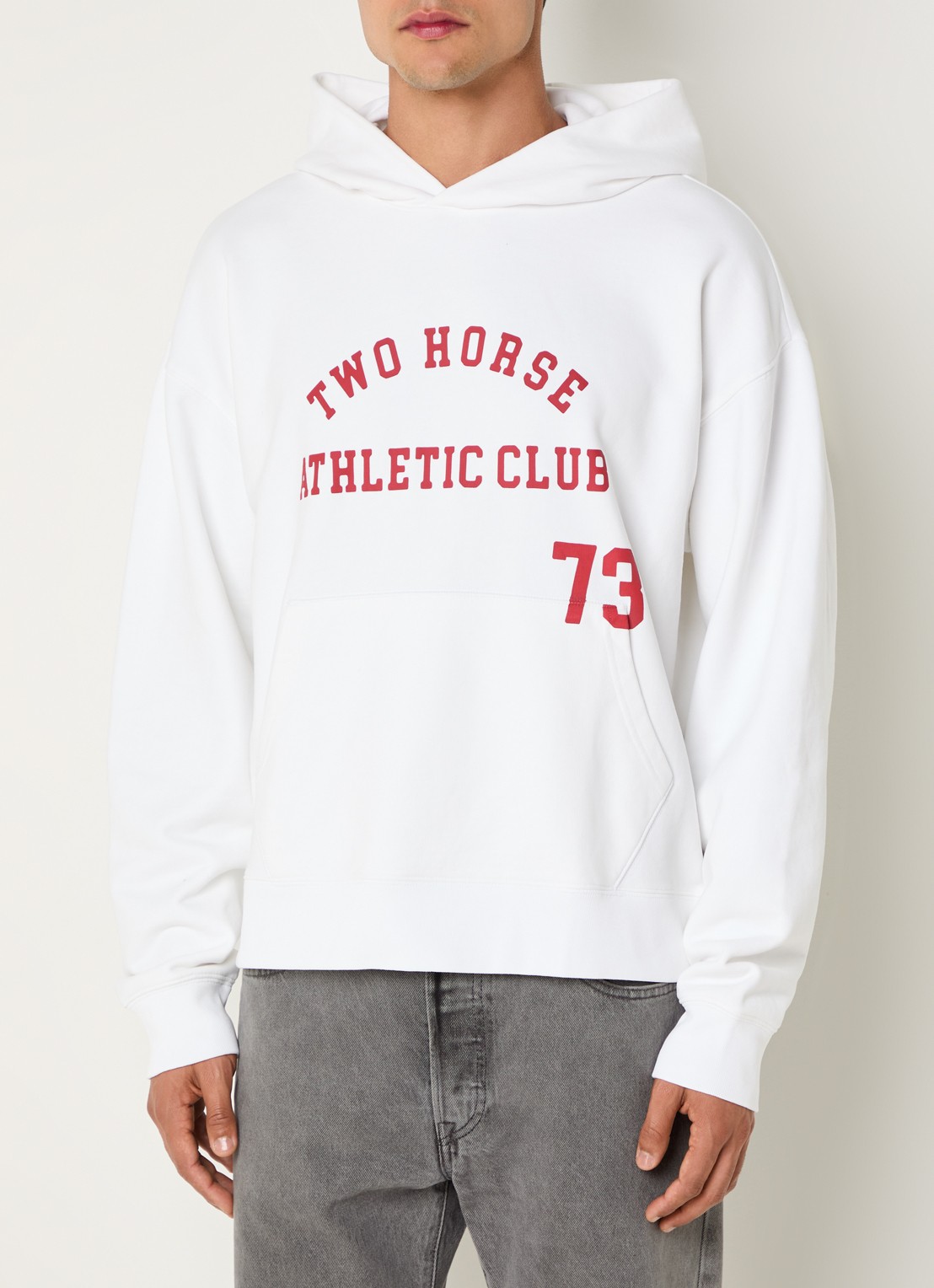 Levi's Hoodie met print en kangoeroezak - detail wit