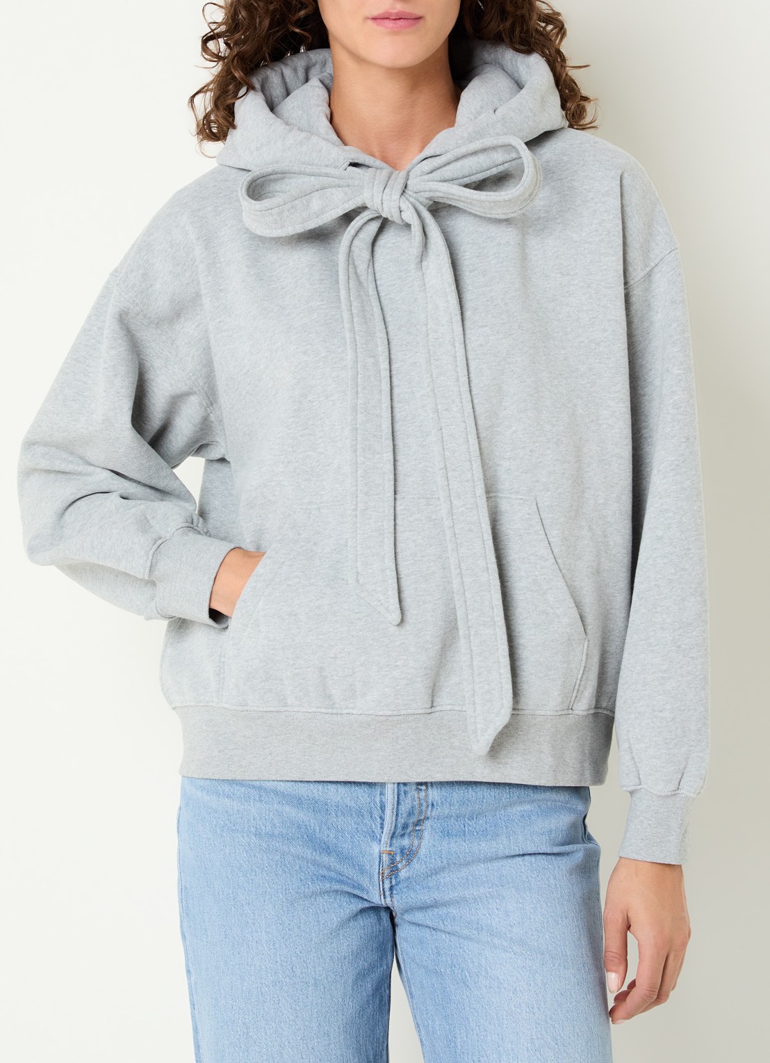 Levi's Hoodie met strikkraag - detail lichtgrijs