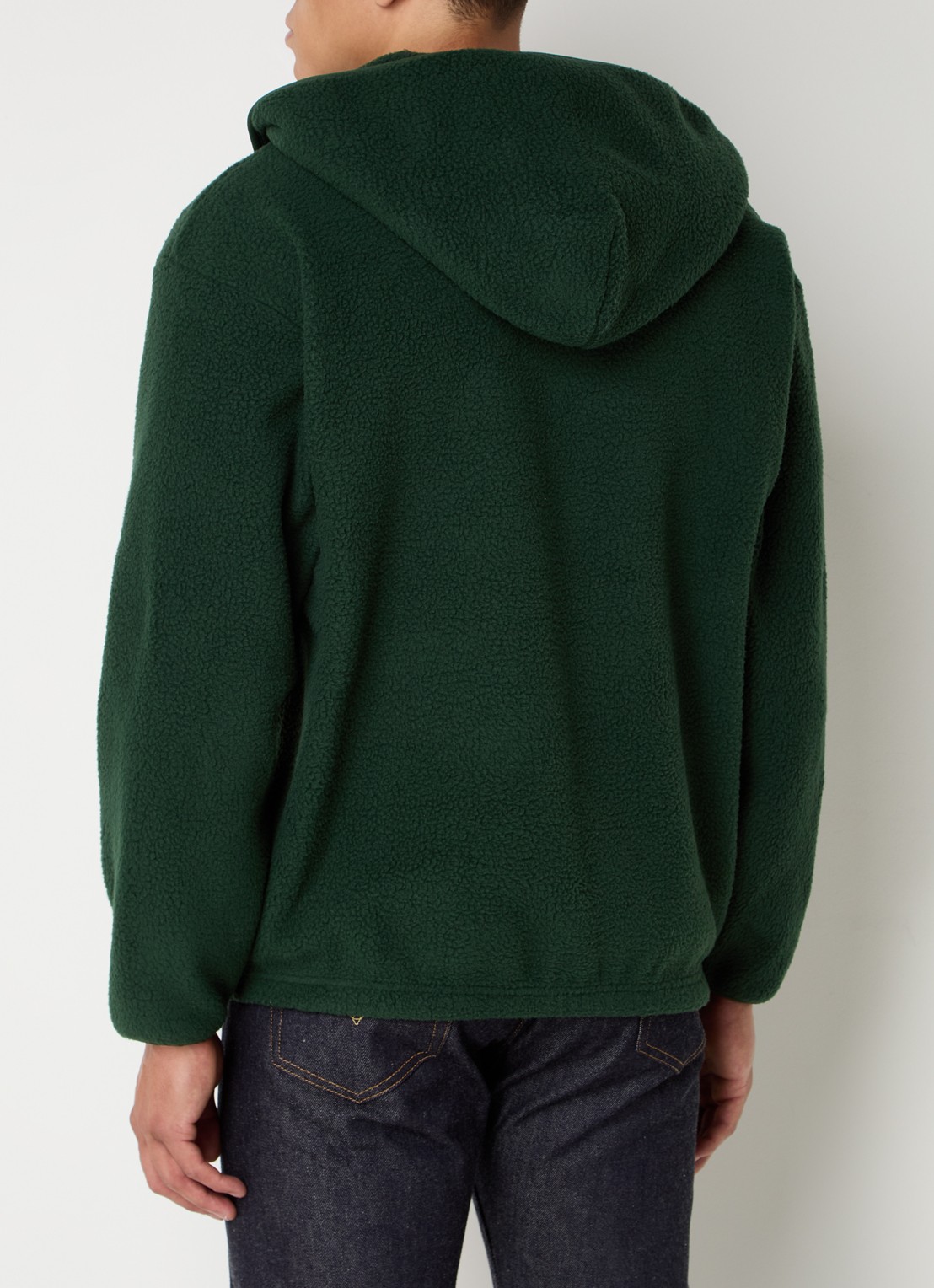 Levi's Hoodie van fleece met halve rits en capuchon - achterkant 5 donkergroen