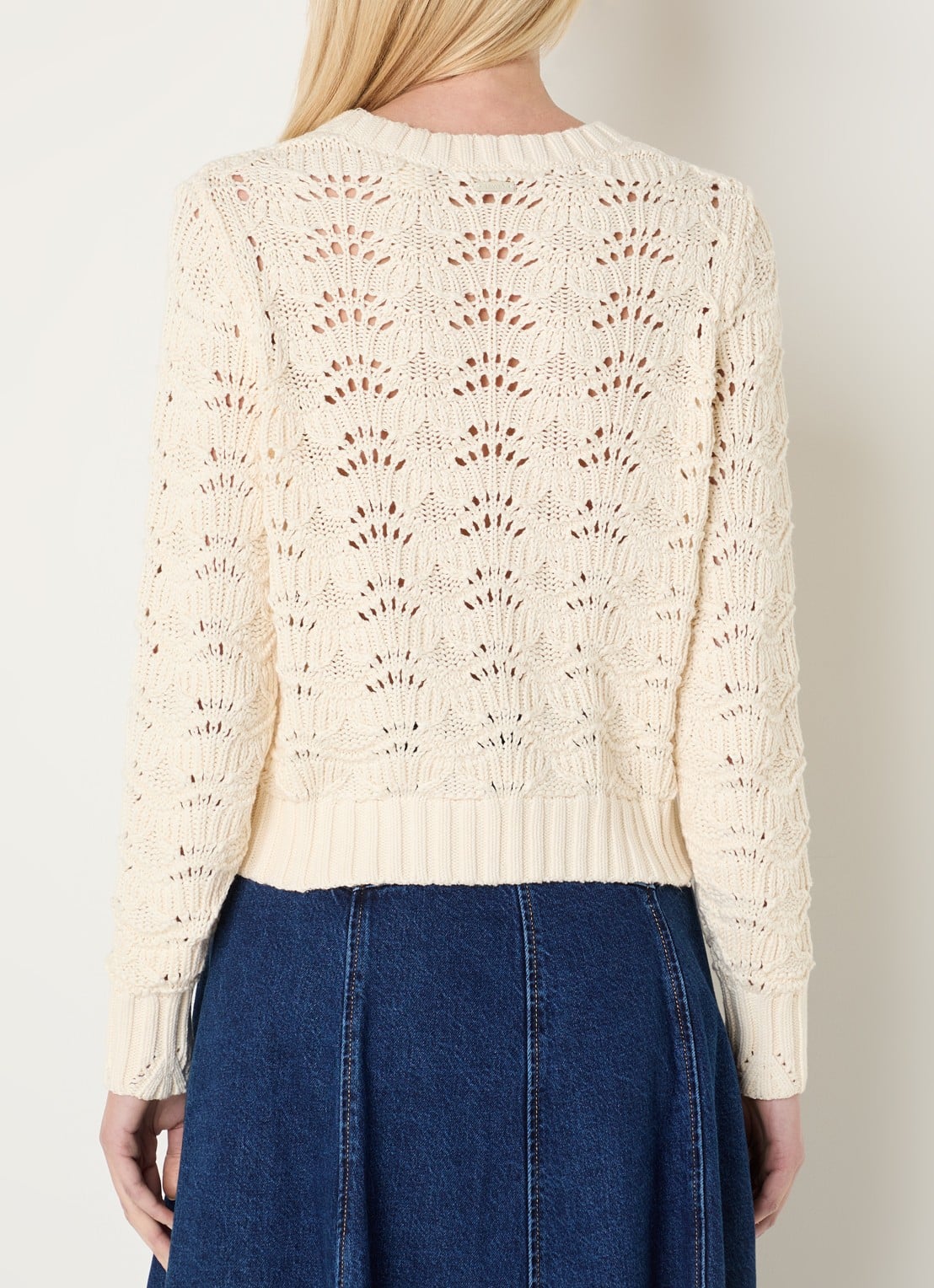Levi's Hope grofgebreide trui met opengewerkt dessin - achterkant 4 creme