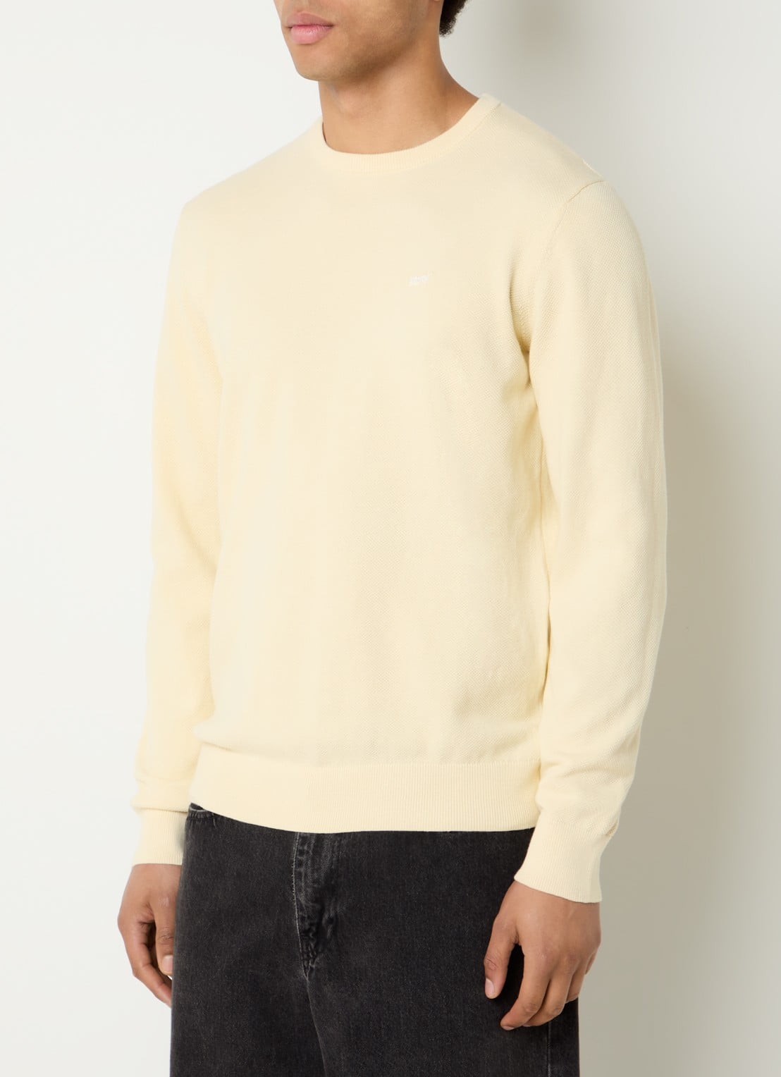 Levi's Housemark pullover van piqué katoen - detail lichtgeel