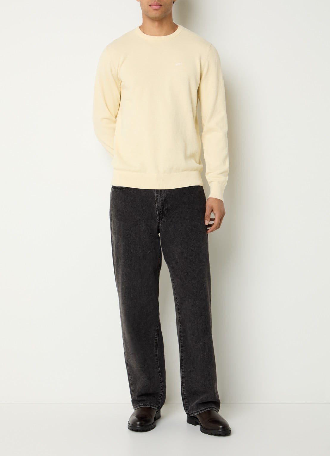Levi's Housemark pullover van piqué katoen - voorkant 4 lichtgeel