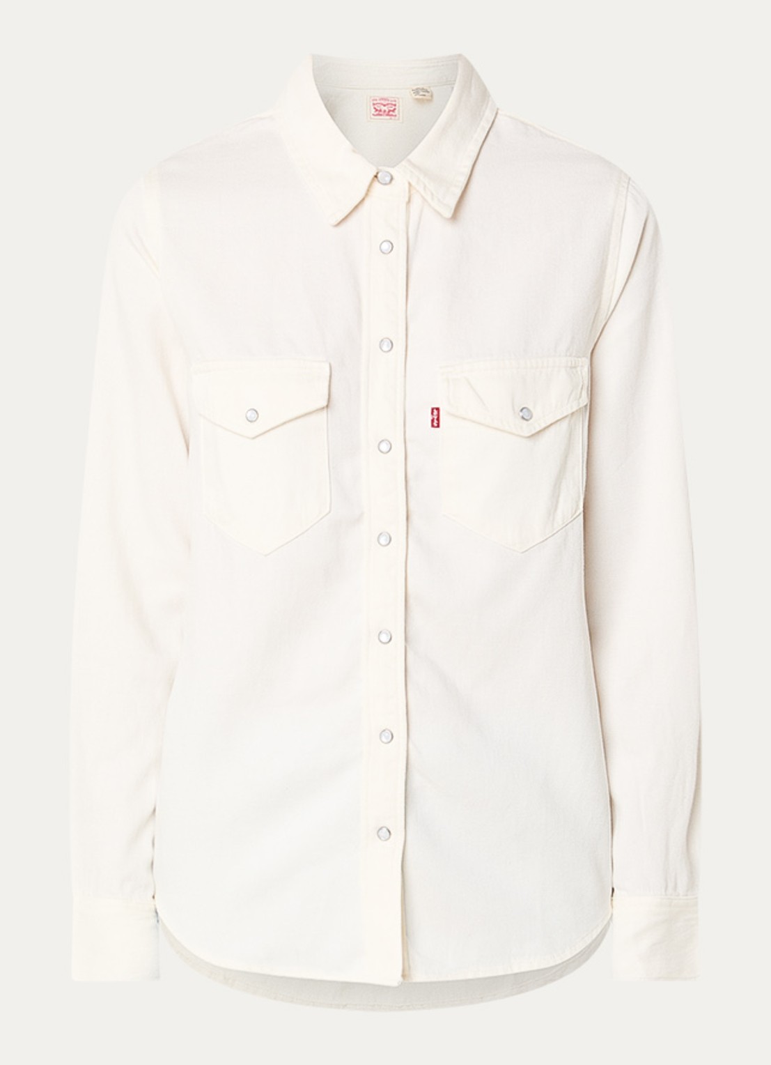 Levi's Iconic blouse met logo - voorkant beige