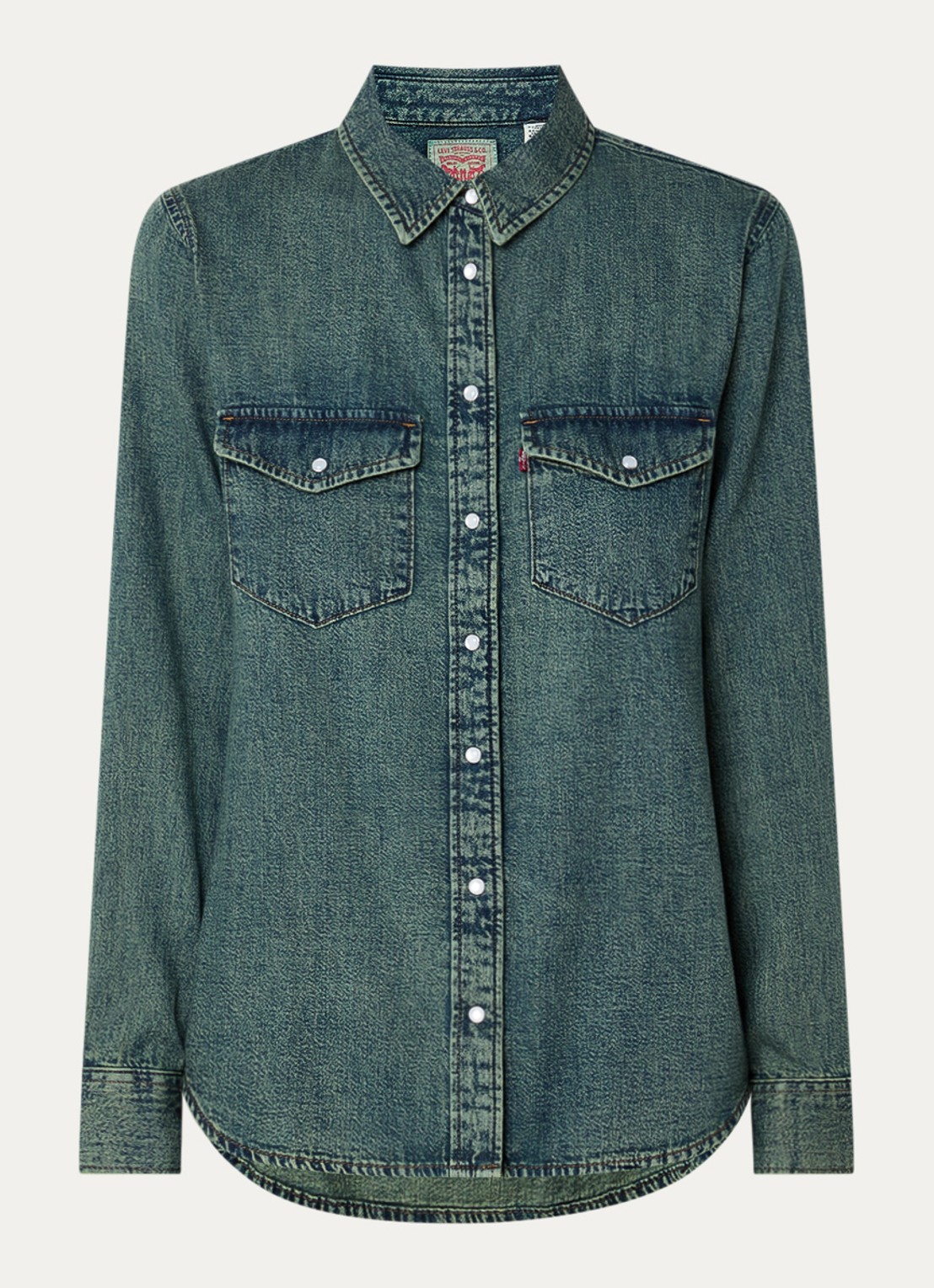 Levi's Iconic Western blouse van chambray met borstzakken - voorkant 2 indigo