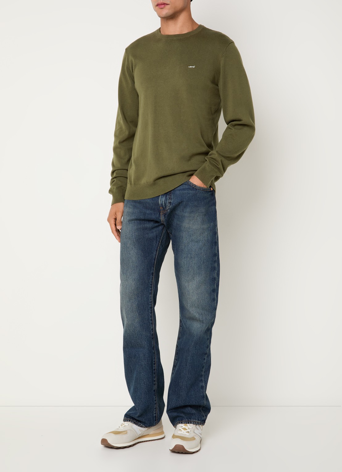 Levi's Ivy fijngebreide pullover met logo - voorkant 2 mosgroen