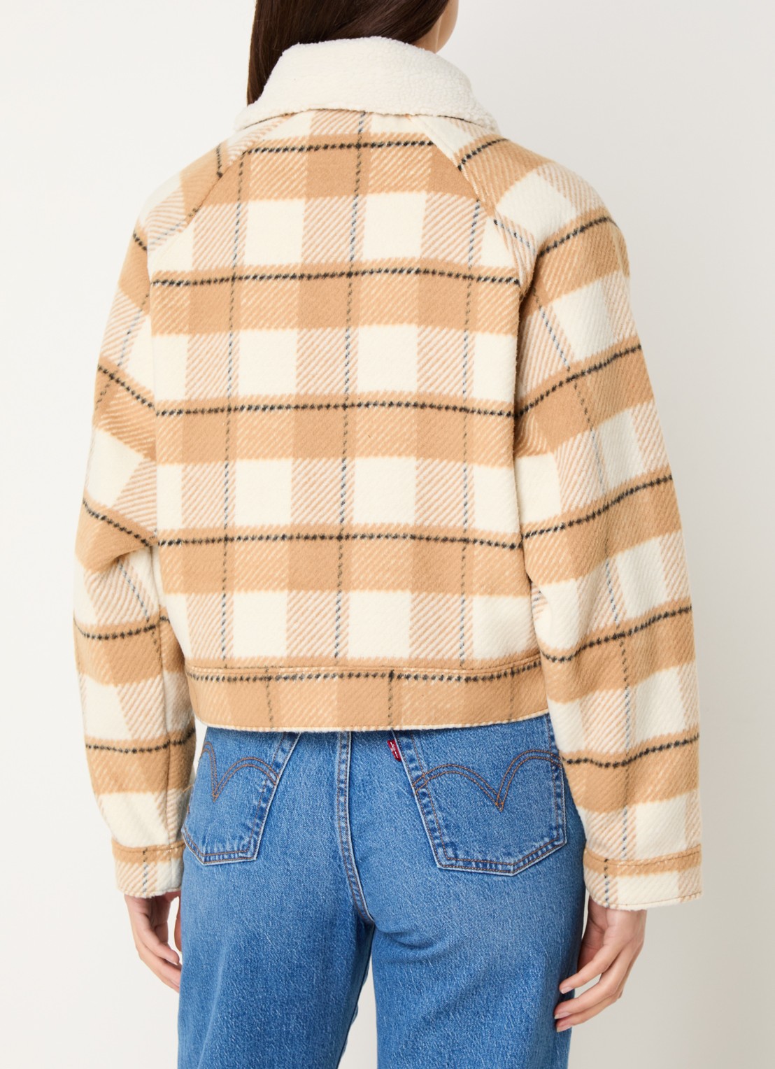Levi's Jack in wolblend met ruitdessin - achterkant beige