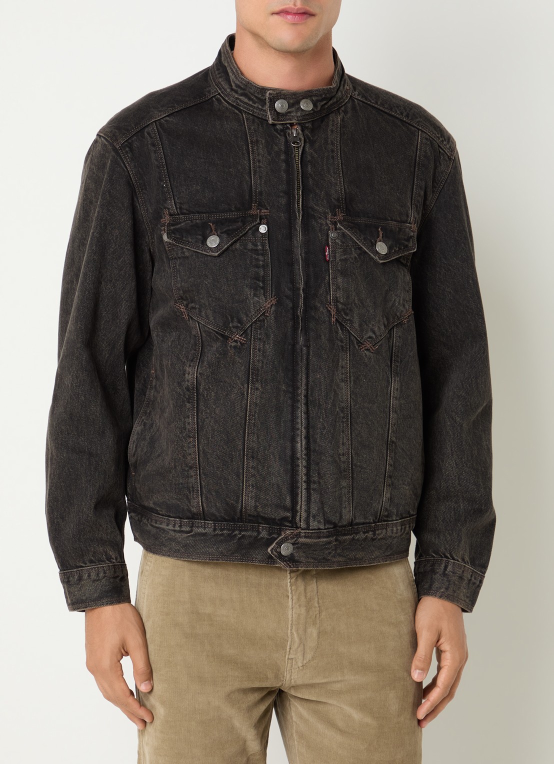 Levi's Jack van denim met verwassen afwerking en steekzakken - detail zwart