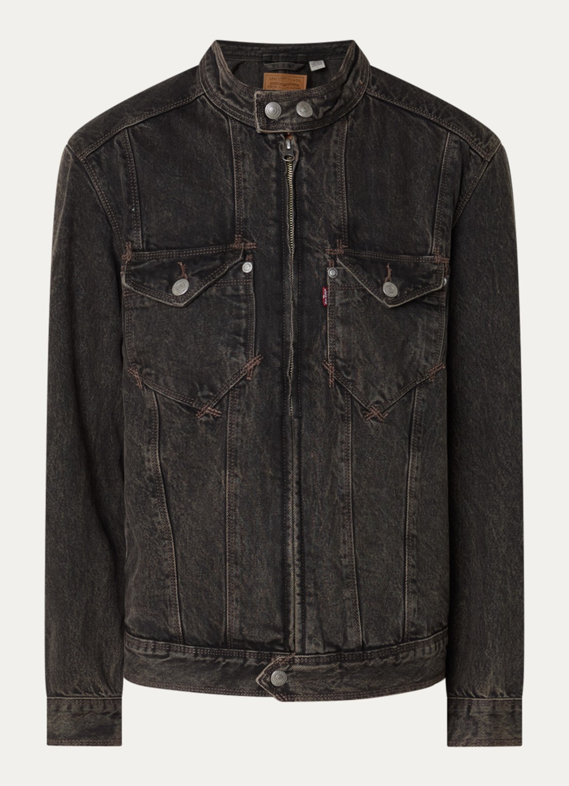 Levi's Jack van denim met verwassen afwerking en steekzakken - voorkant 2 zwart