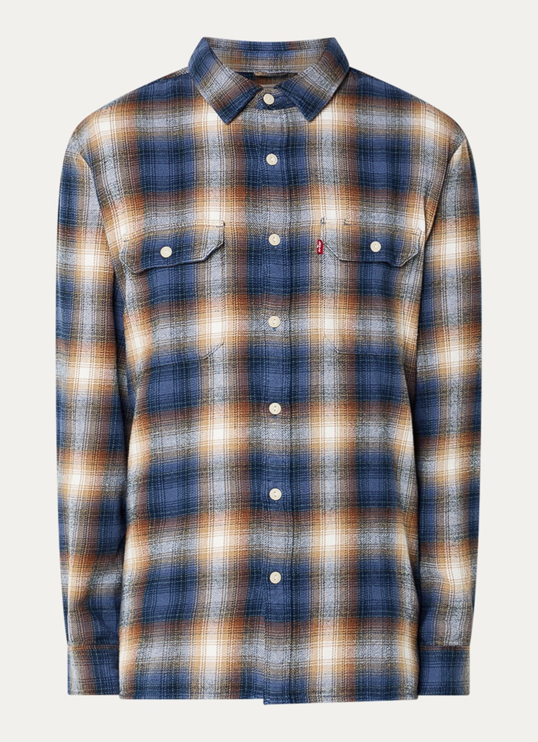 Levi's Jackson overshirt met ruitdessin - voorkant indigo
