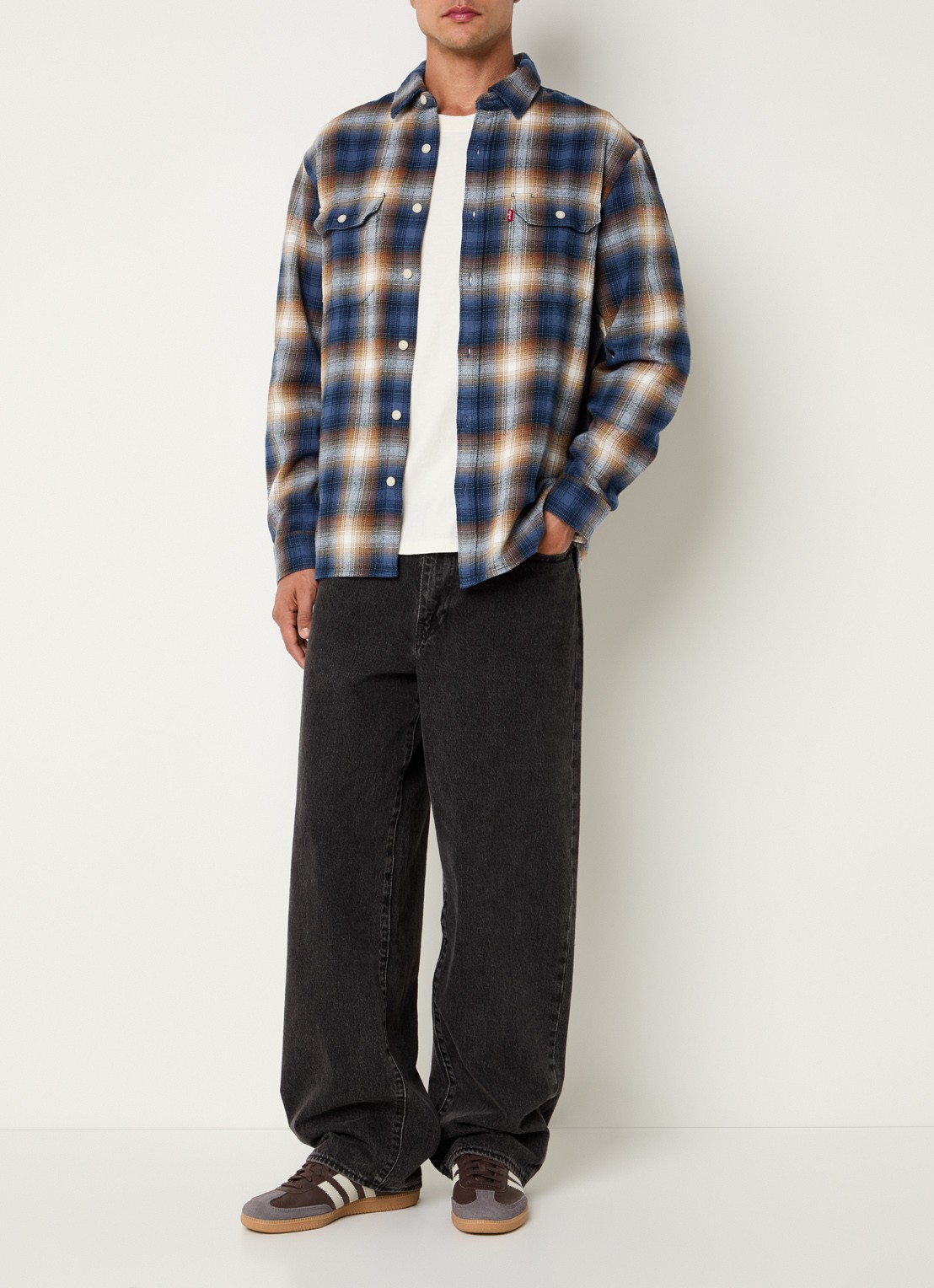 Levi's Jackson overshirt met ruitdessin - voorkant 2 indigo